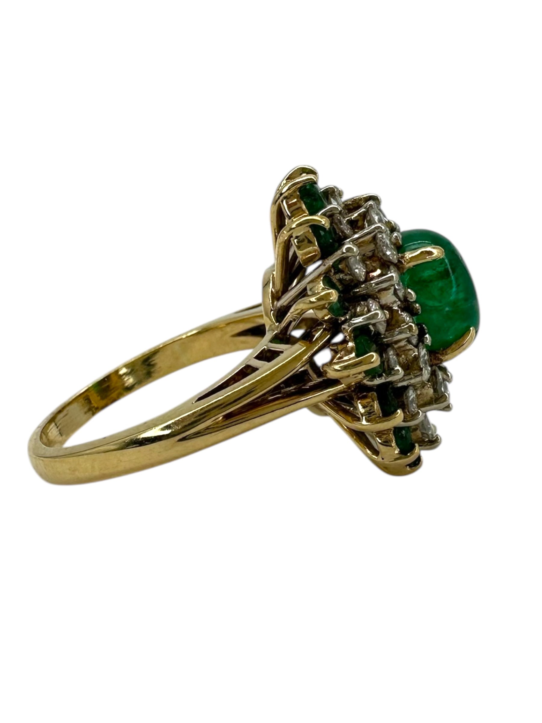 18k Emerald Diamond Cluster Ring
