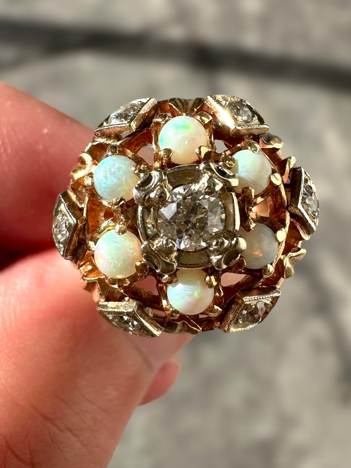 14k Opal Diamond Ring