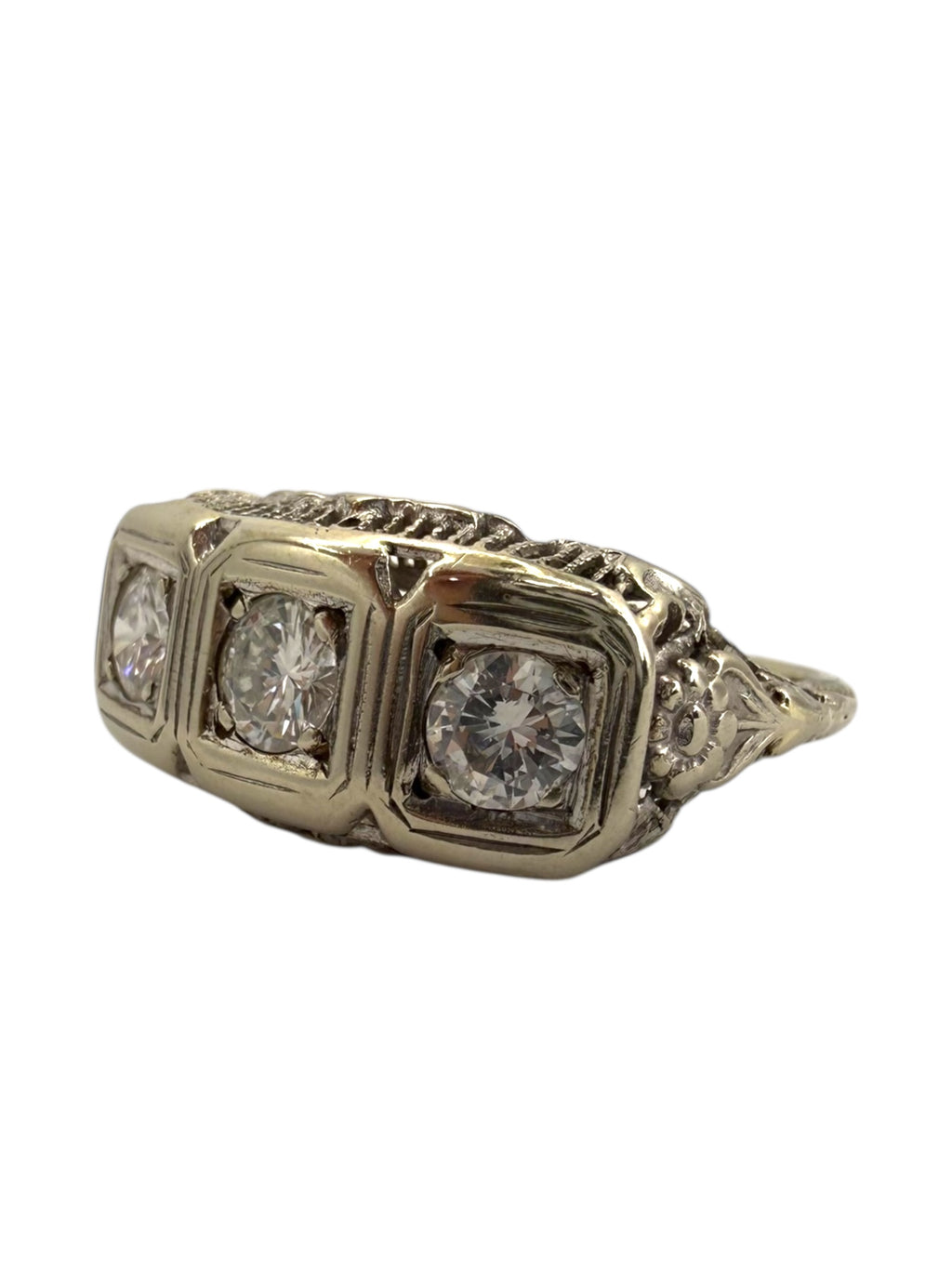14k Diamond Art Deco Style Ring