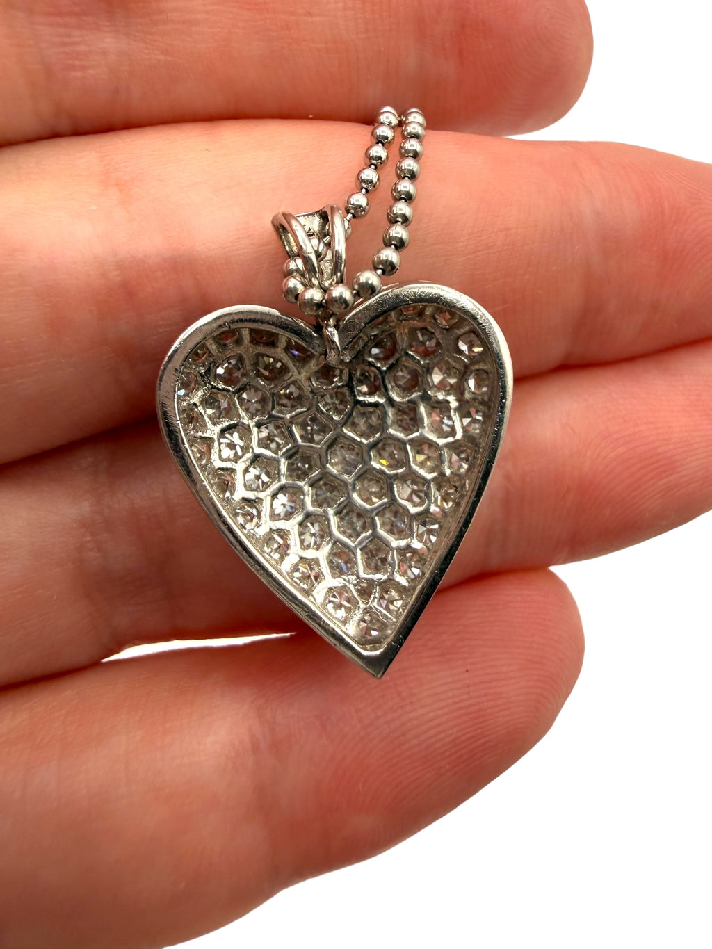 Platinum Diamond Heart Pendant and Chain