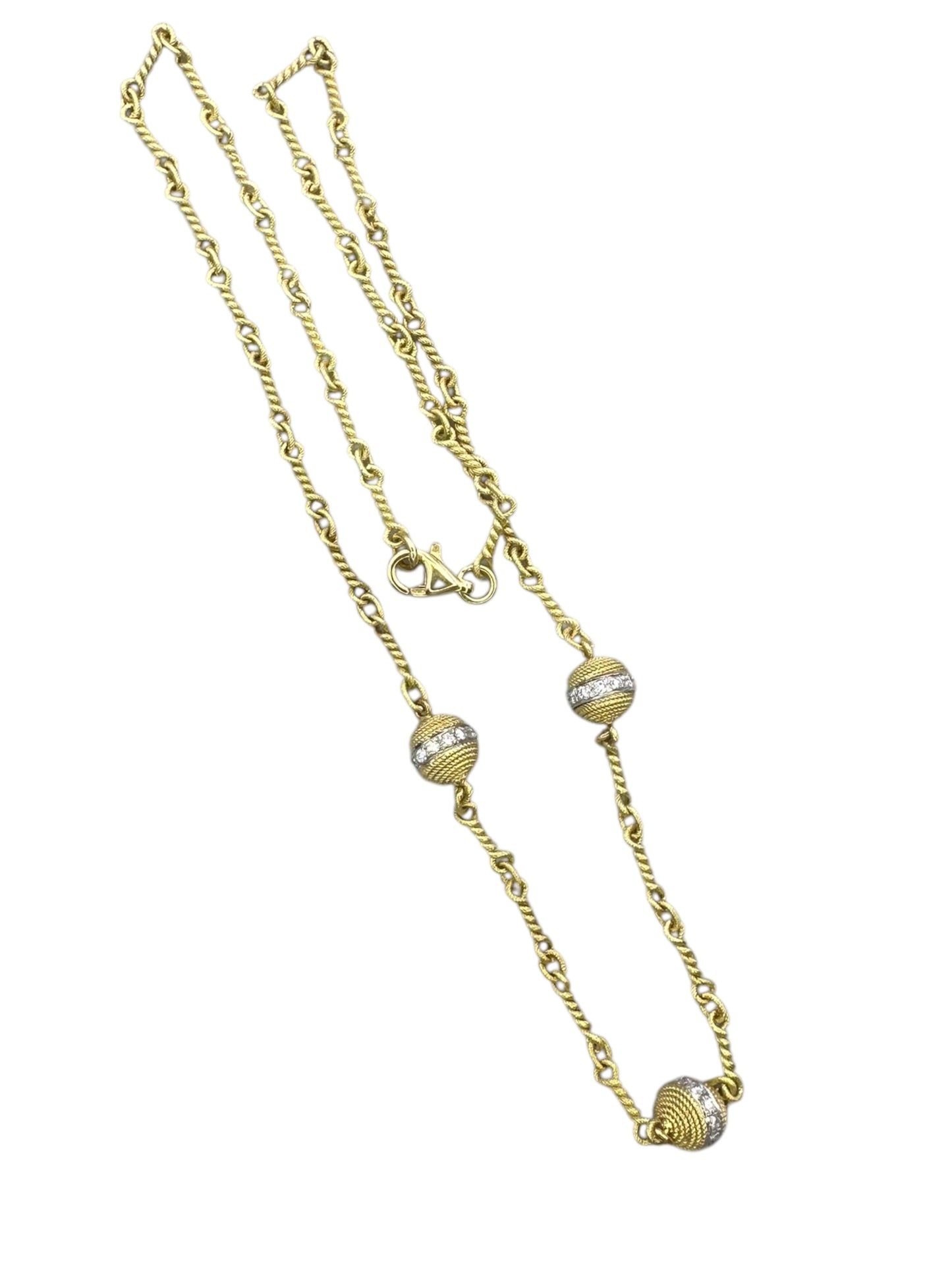 18k Ball Station Diamond Necklace