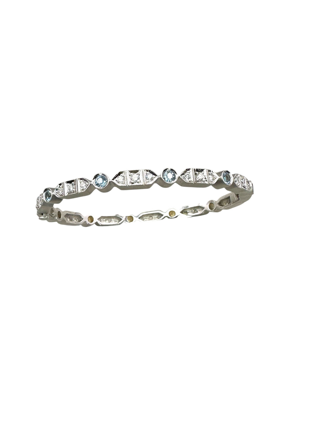 18k Aquamarine Diamond Bangle Bracelet