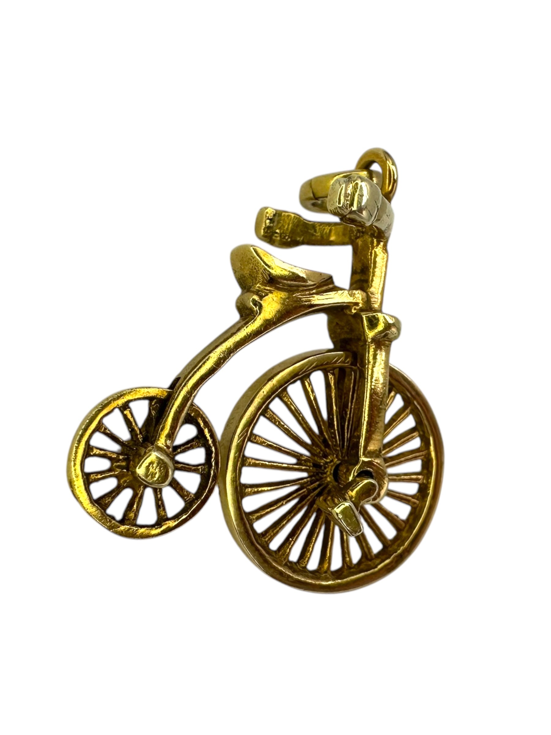 14k Penny Farthing Bicycle Charm