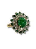 18k Emerald Diamond Cluster Ring