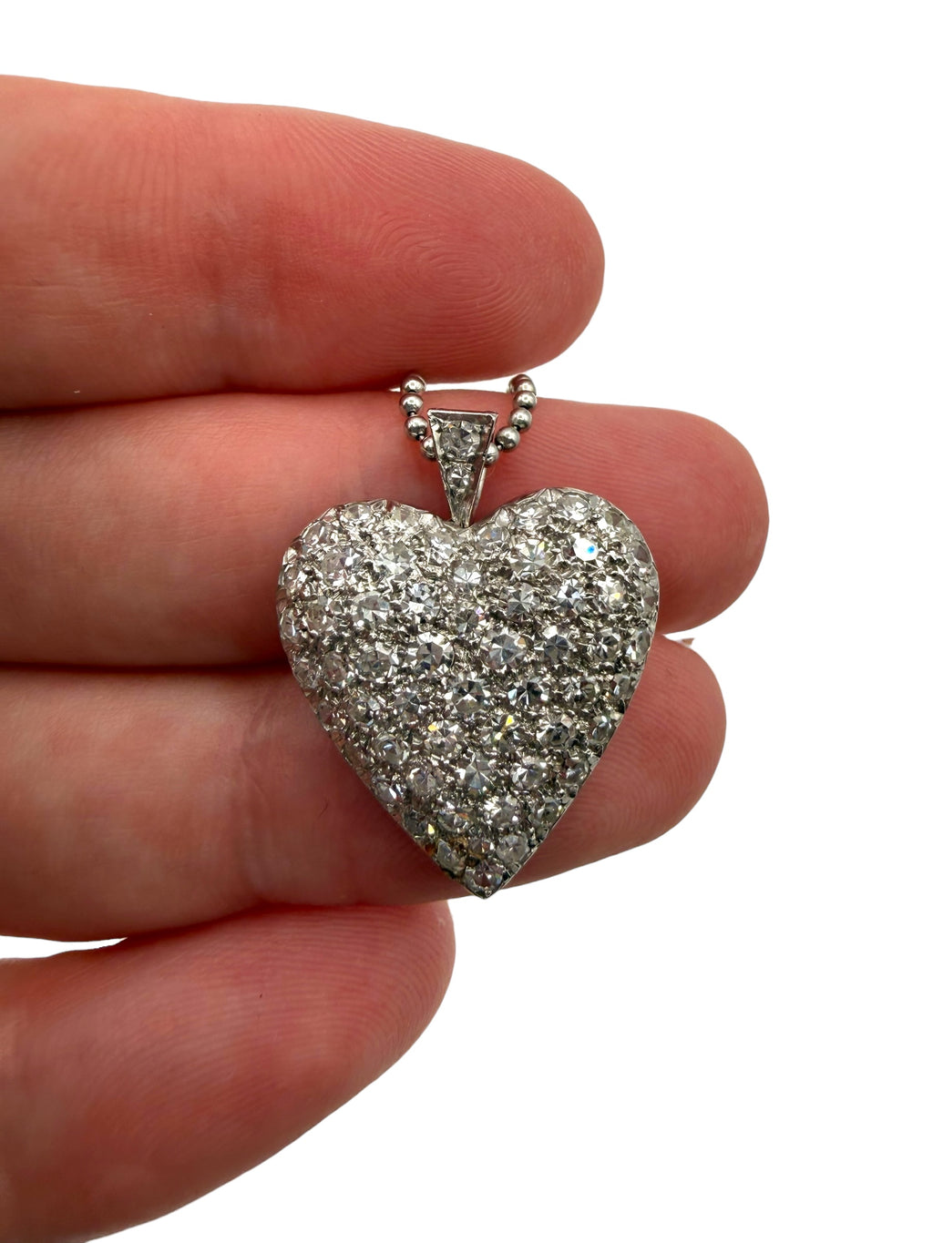 Platinum Diamond Heart Pendant and Chain