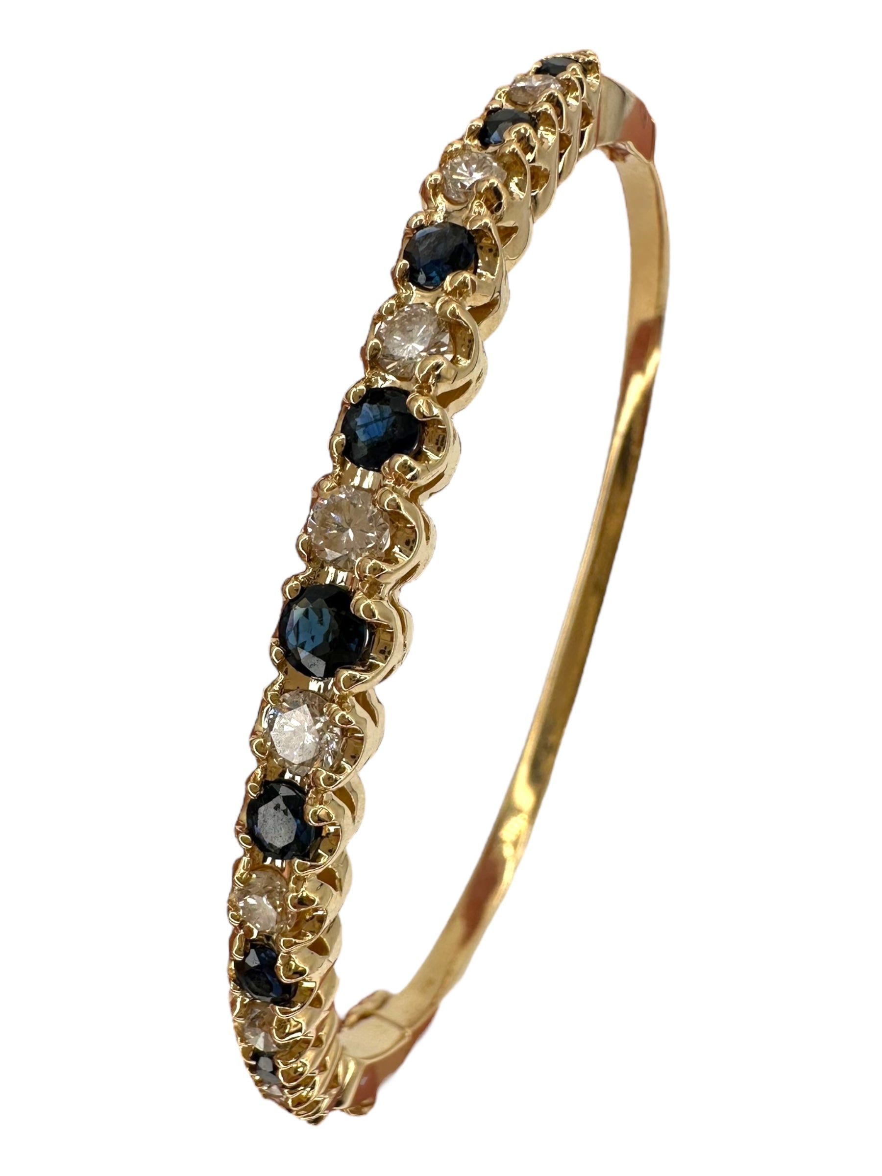 14k Sapphire Diamond Bangle