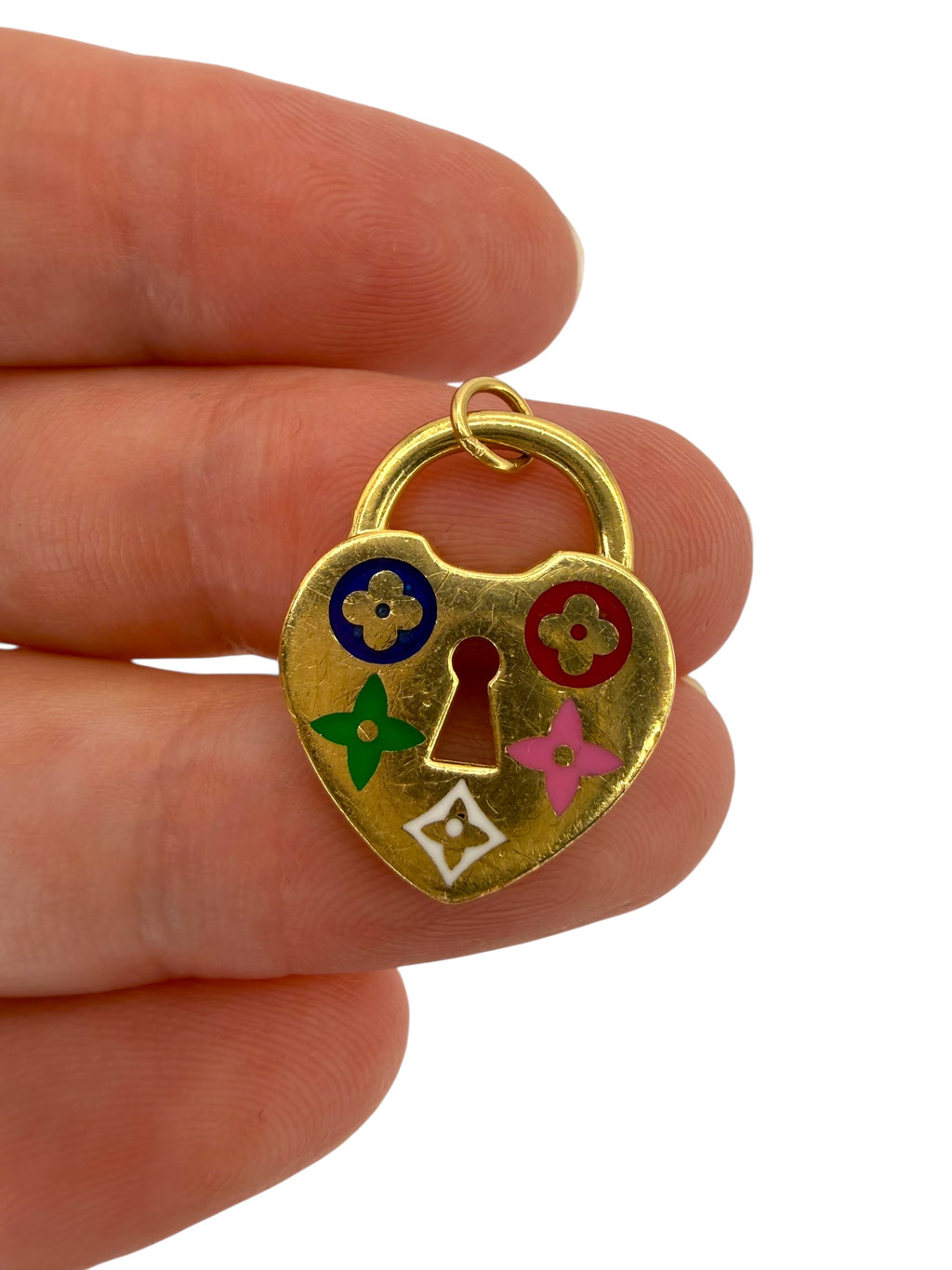 18k Enamel Heart Pendant
