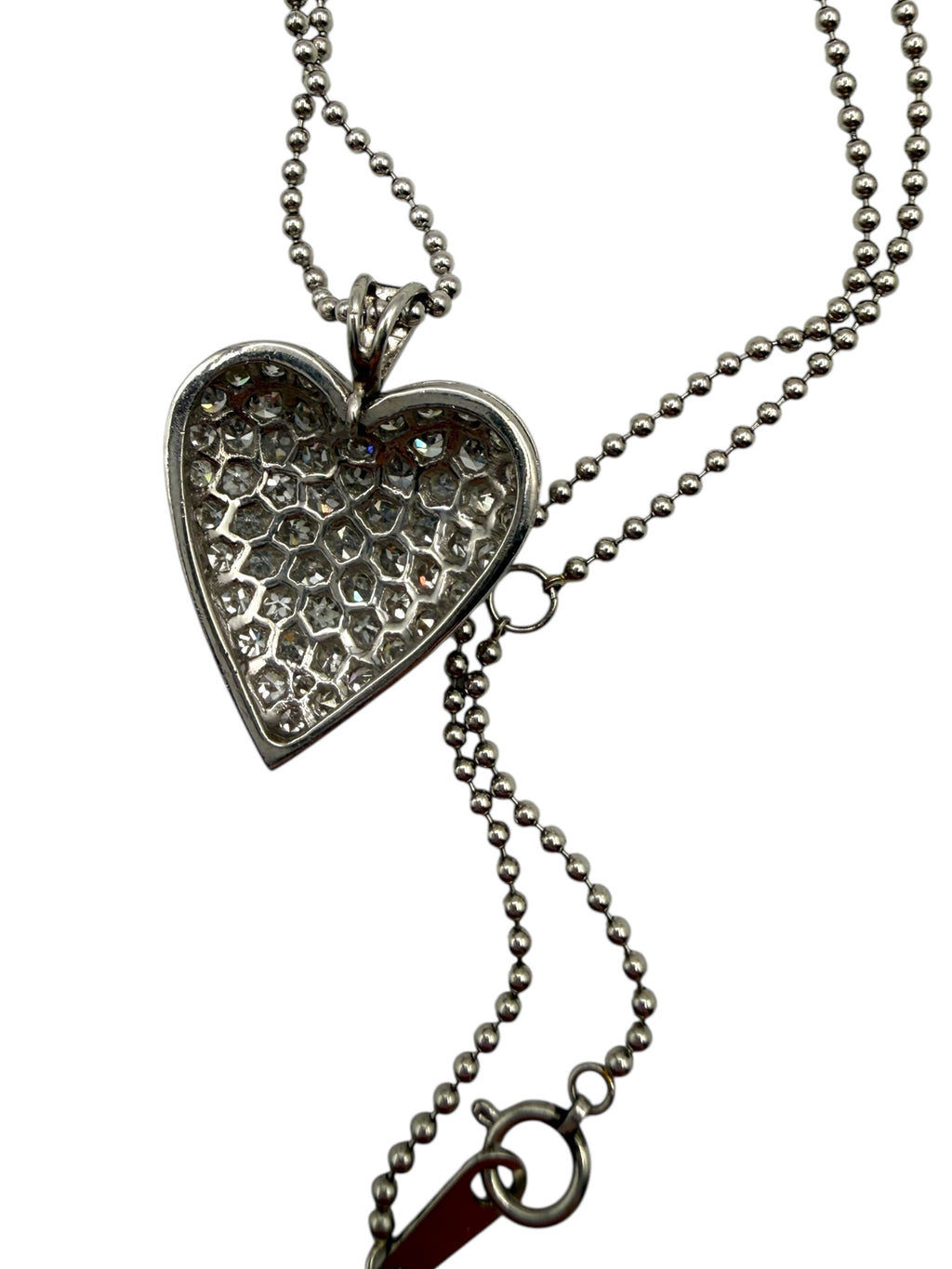 Platinum Diamond Heart Pendant and Chain