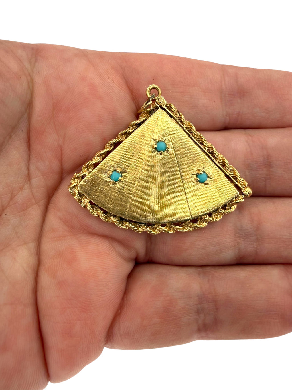 14k Fan Locket Pendant