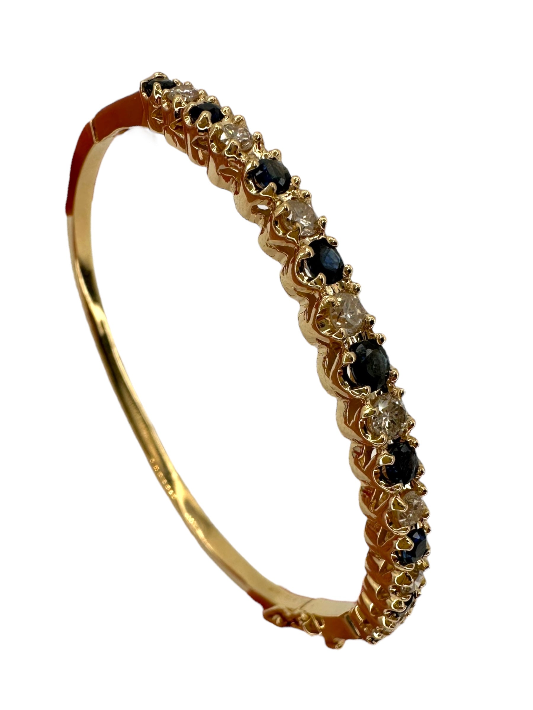 14k Sapphire Diamond Bangle