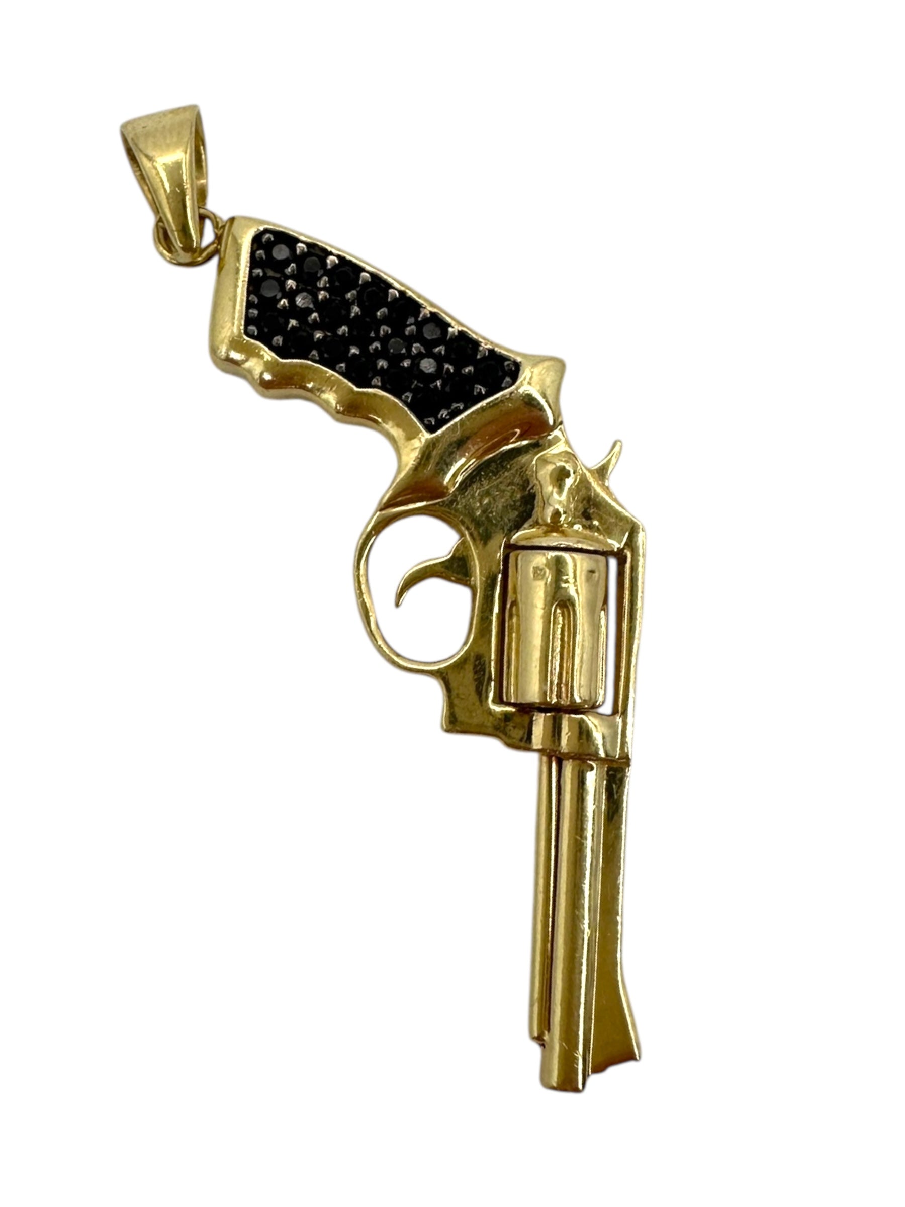 14k Black Diamond Revolver Pendant