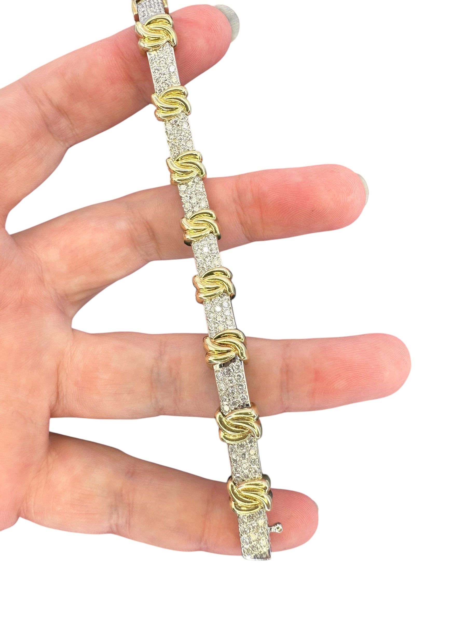 14k Two-Tone Diamond Knot Bracelet