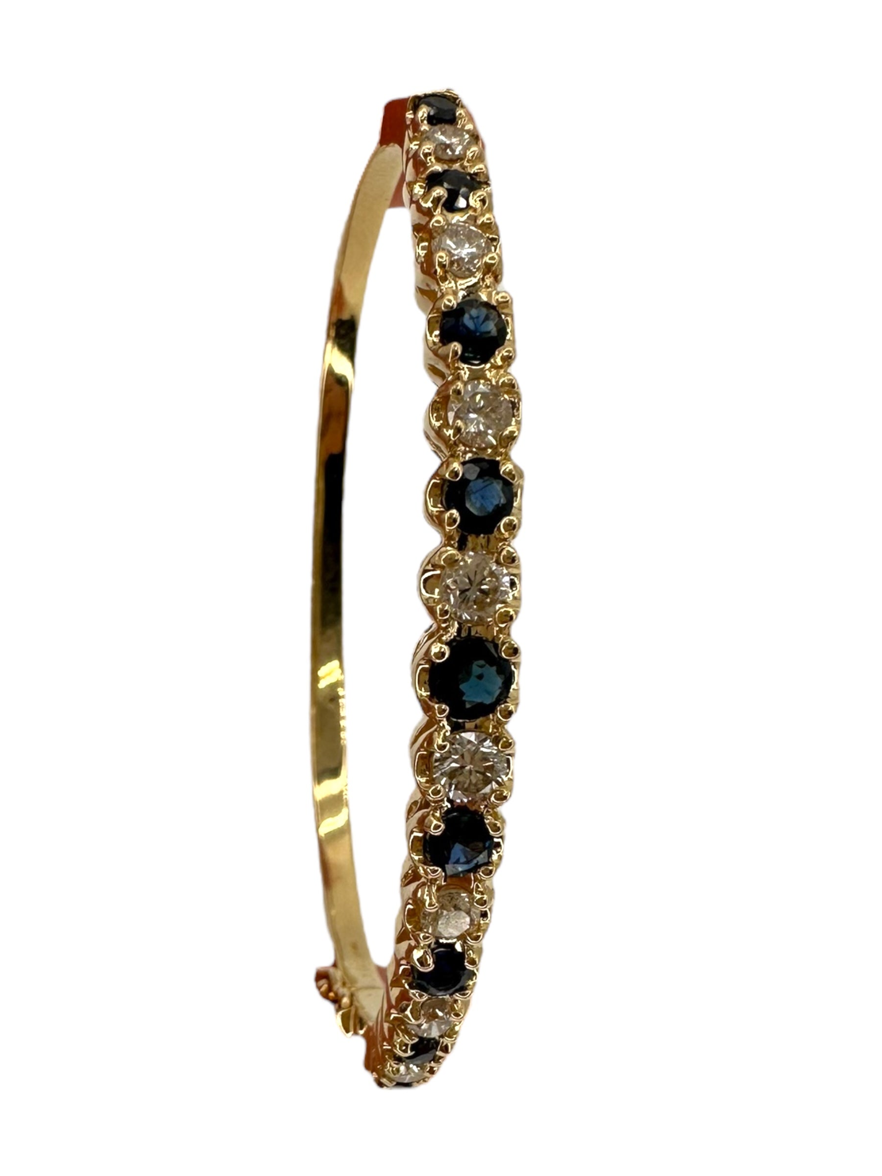 14k Sapphire Diamond Bangle