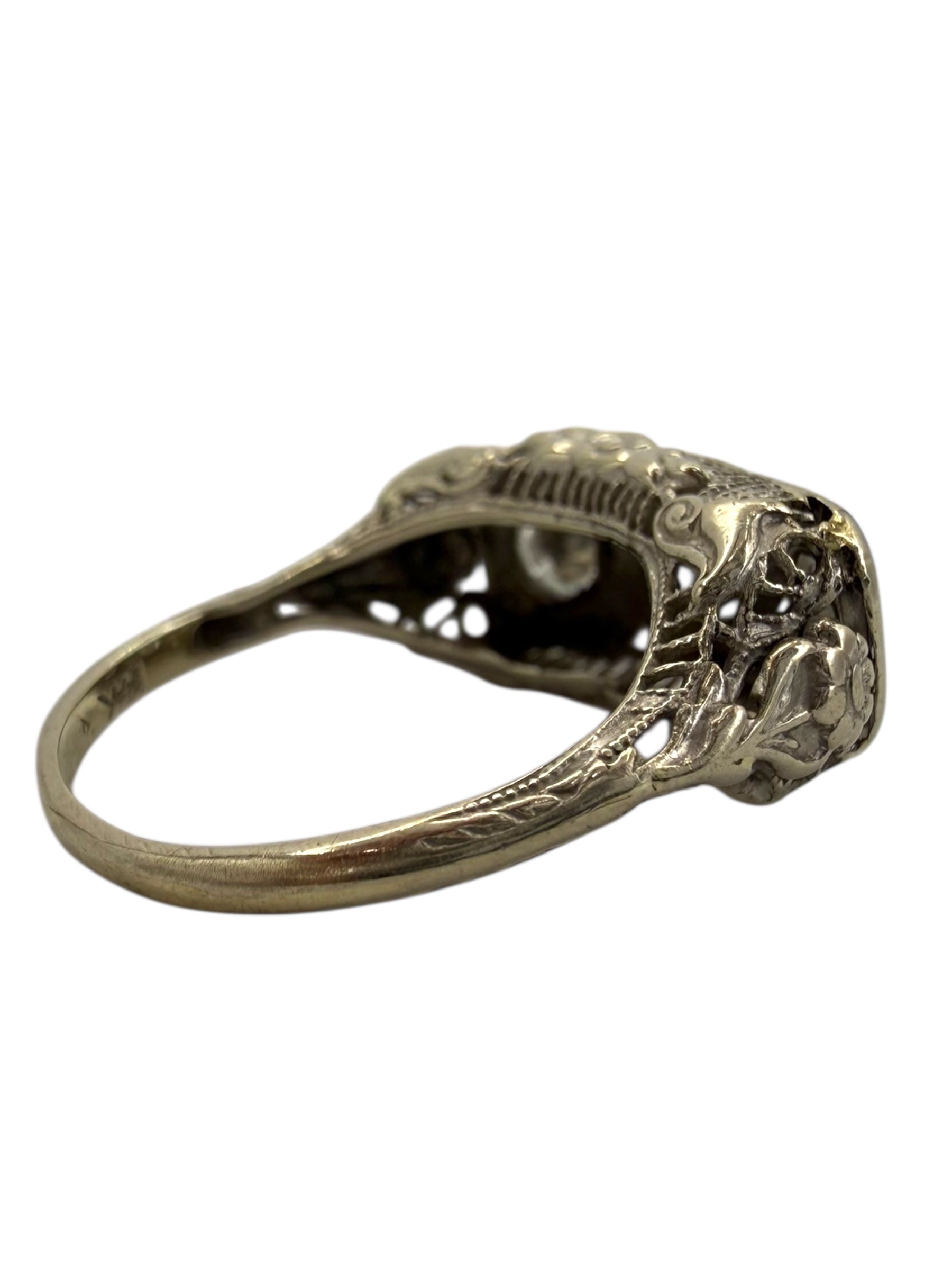 14k Diamond Art Deco Style Ring