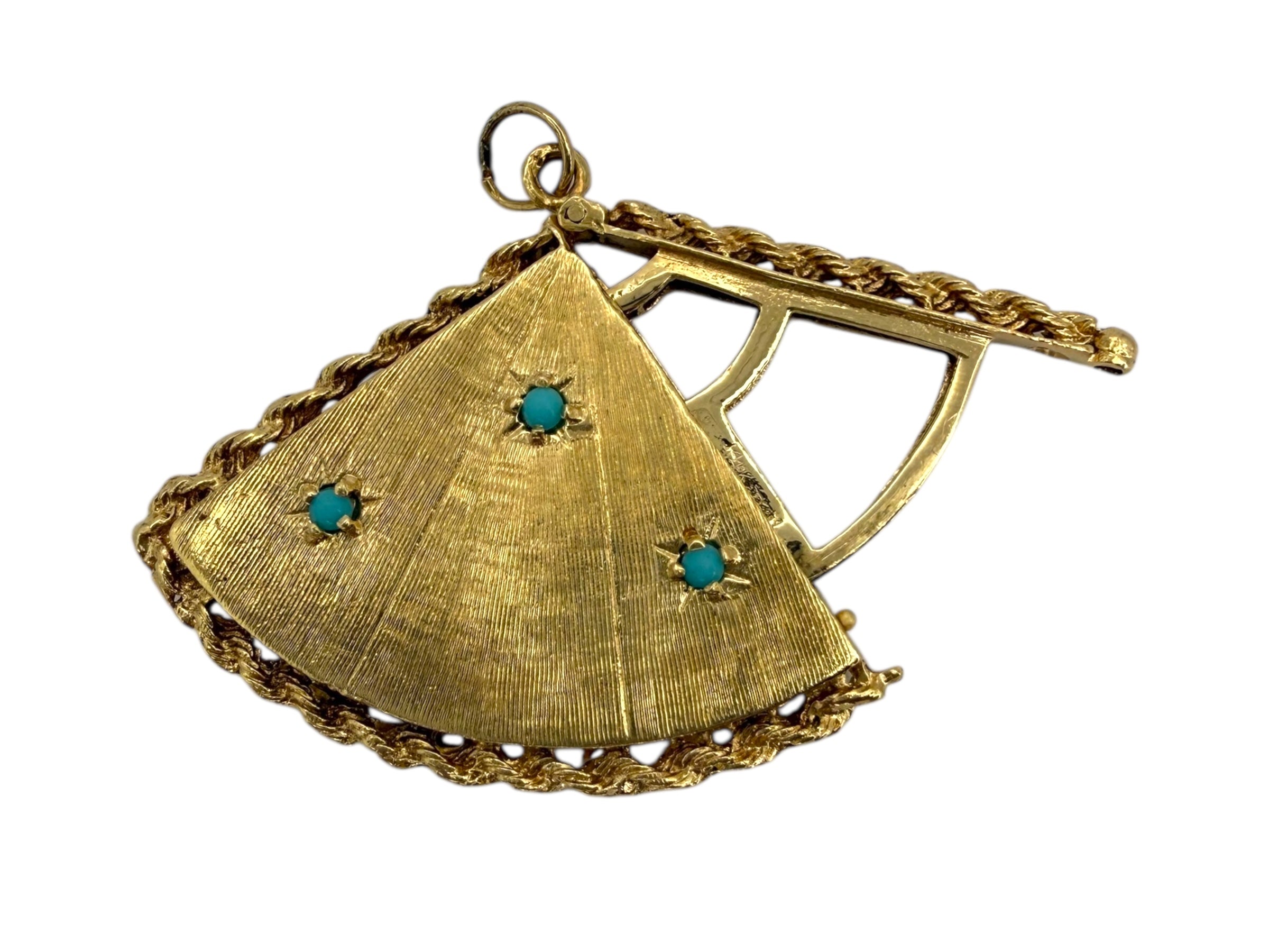 14k Fan Locket Pendant