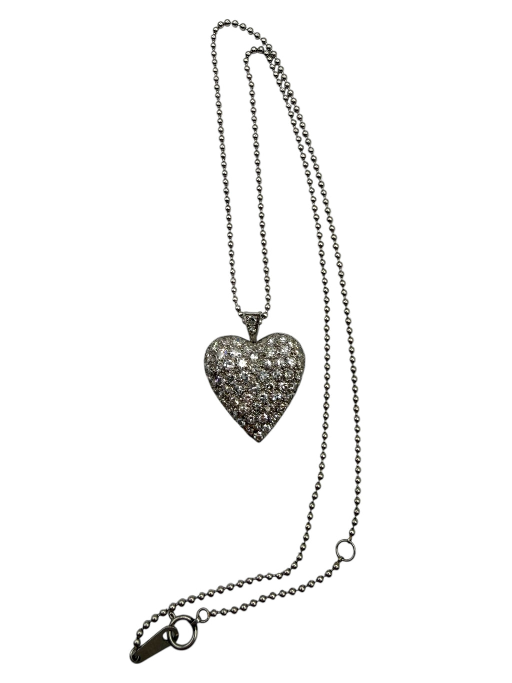 Platinum Diamond Heart Pendant and Chain