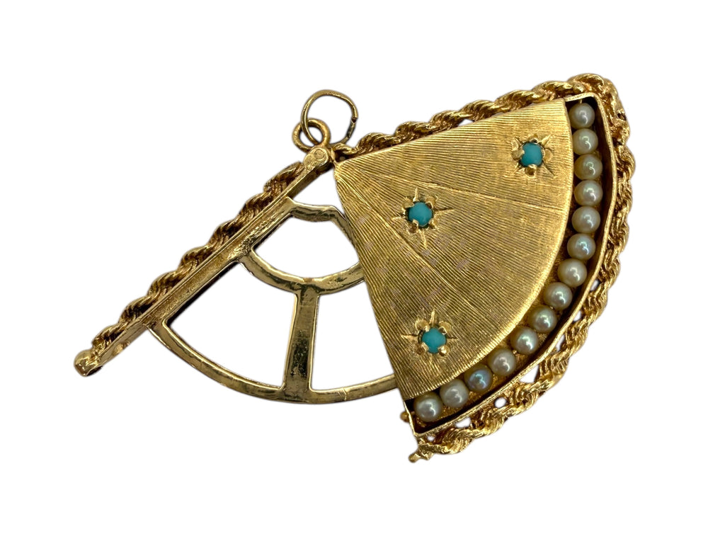 14k Fan Locket Pendant