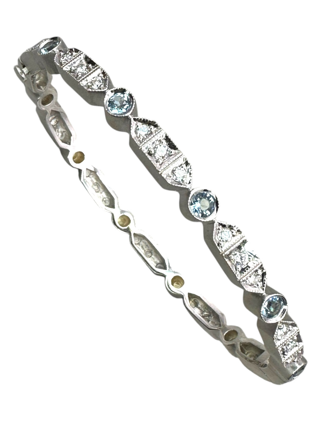 18k Aquamarine Diamond Bangle Bracelet