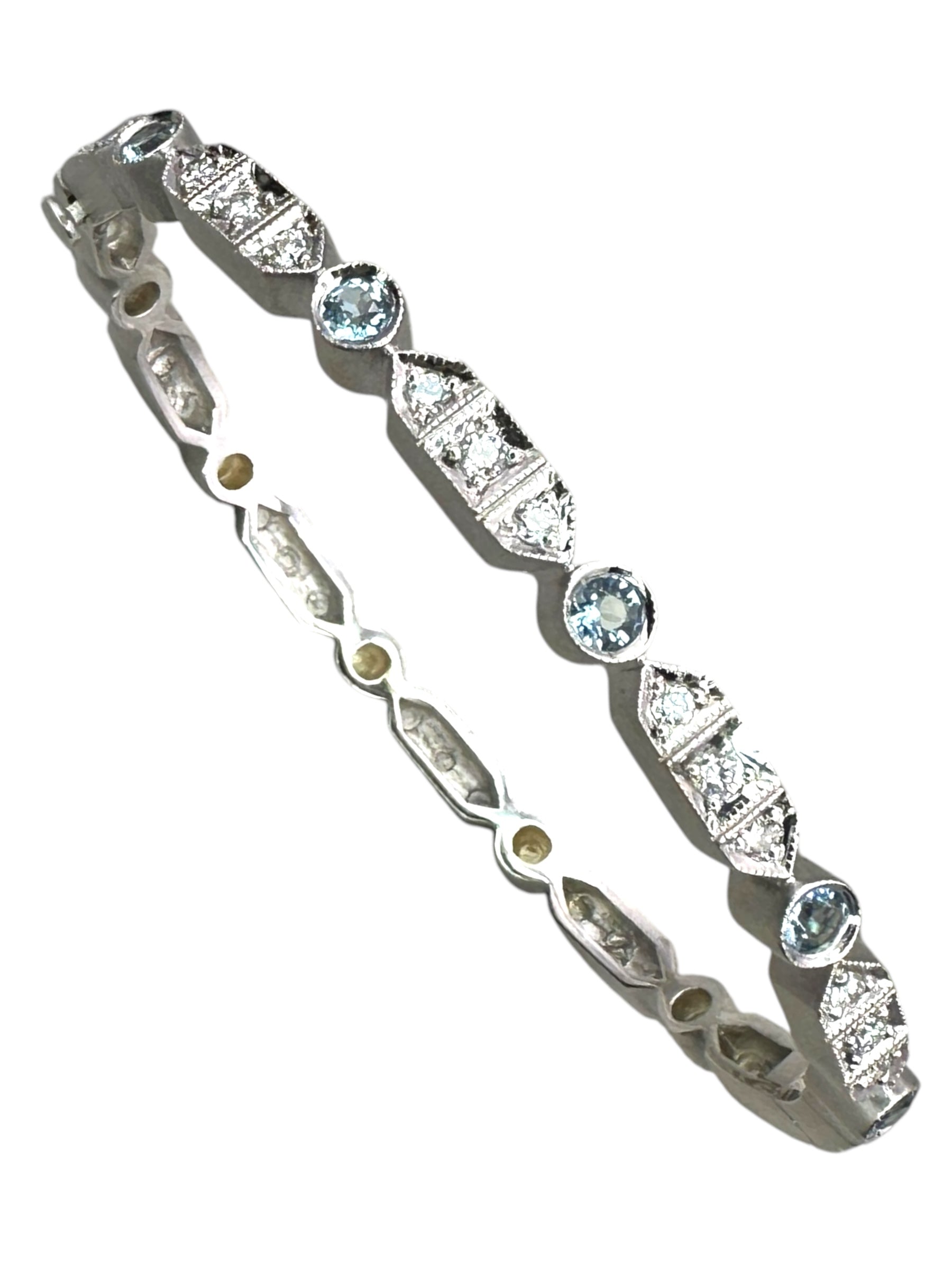18k Aquamarine Diamond Bangle Bracelet