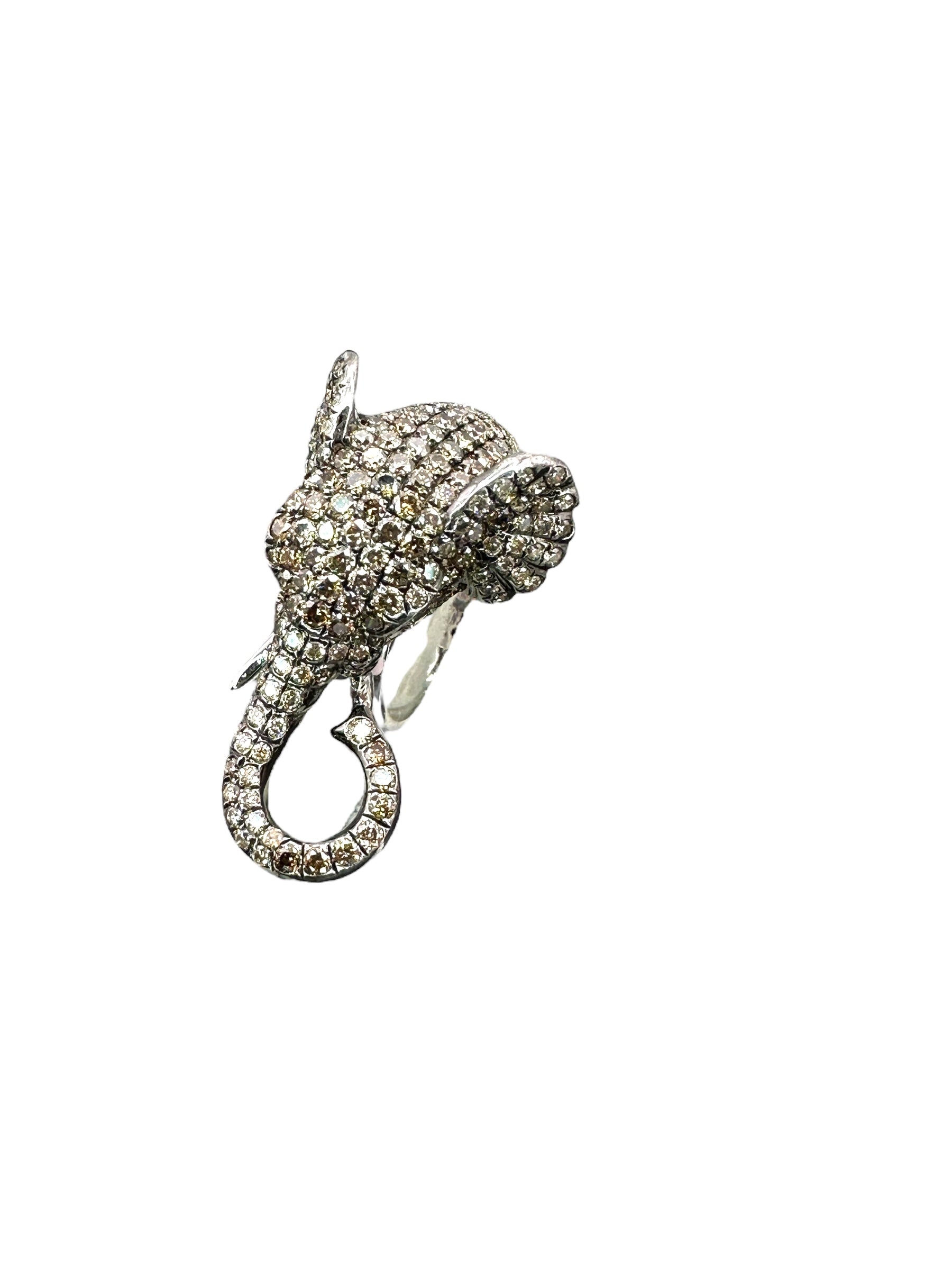 14k Diamond Elephant Ring