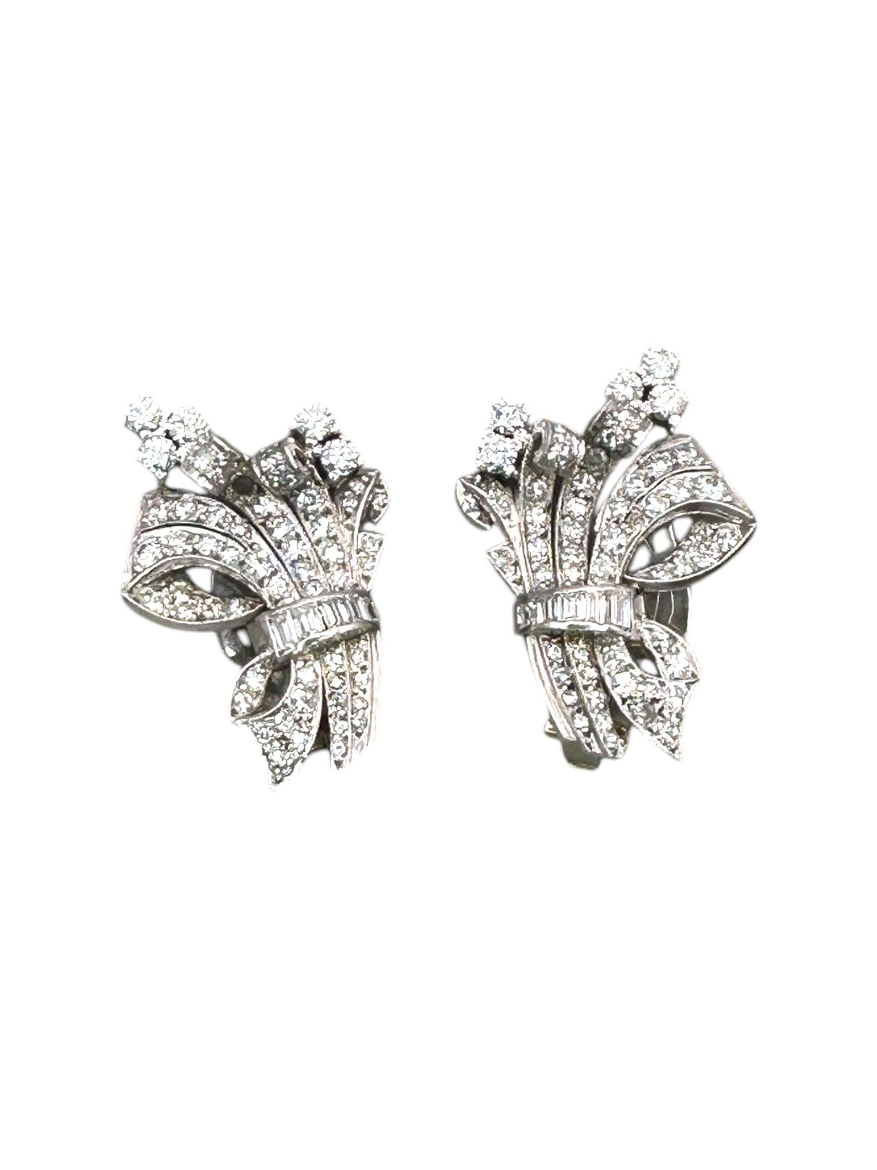 Platinum Diamond Clip On Earrings