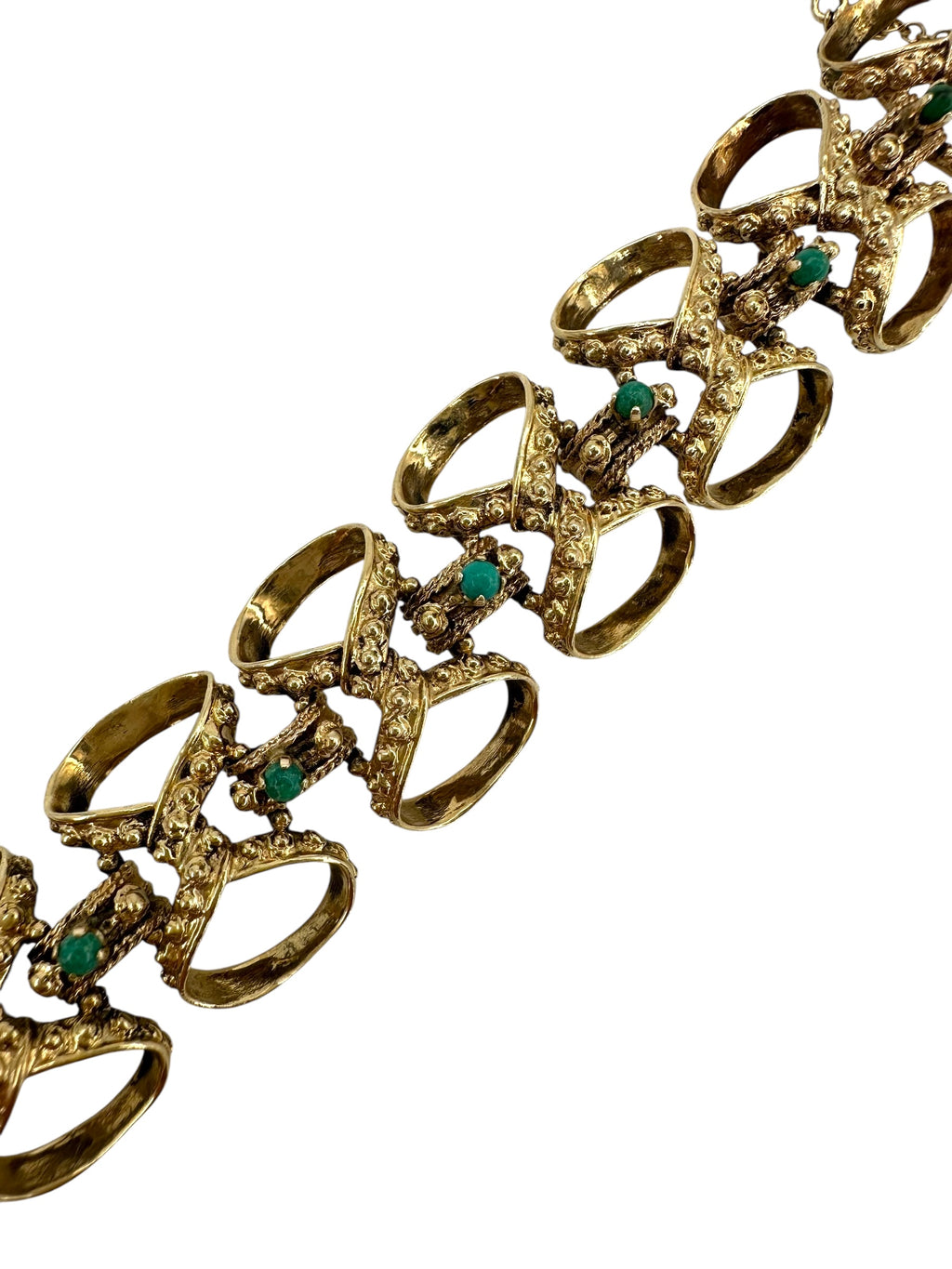 14k Turquoise Etruscan Revival Bracelet