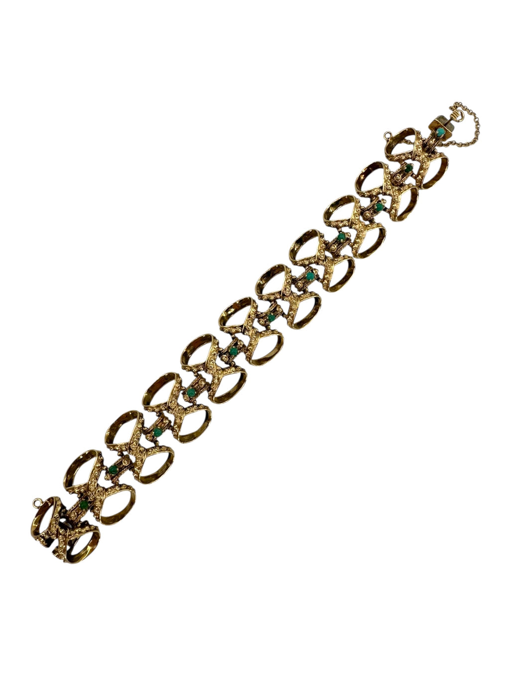 14k Turquoise Etruscan Revival Bracelet