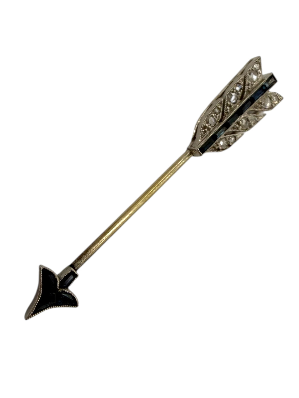 Platinum Diamond Sapphire Arrow Pin