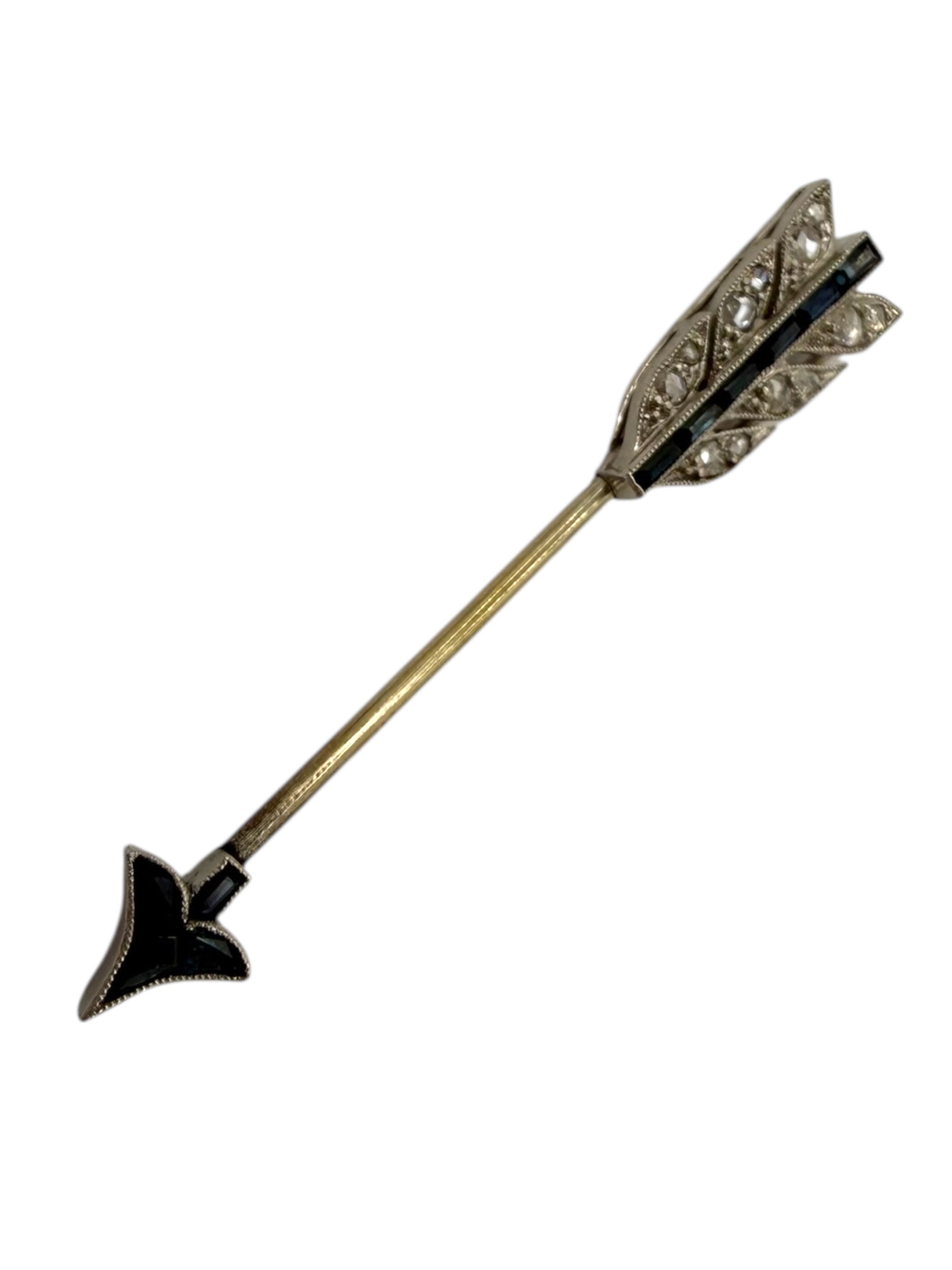 Platinum Diamond Sapphire Arrow Pin