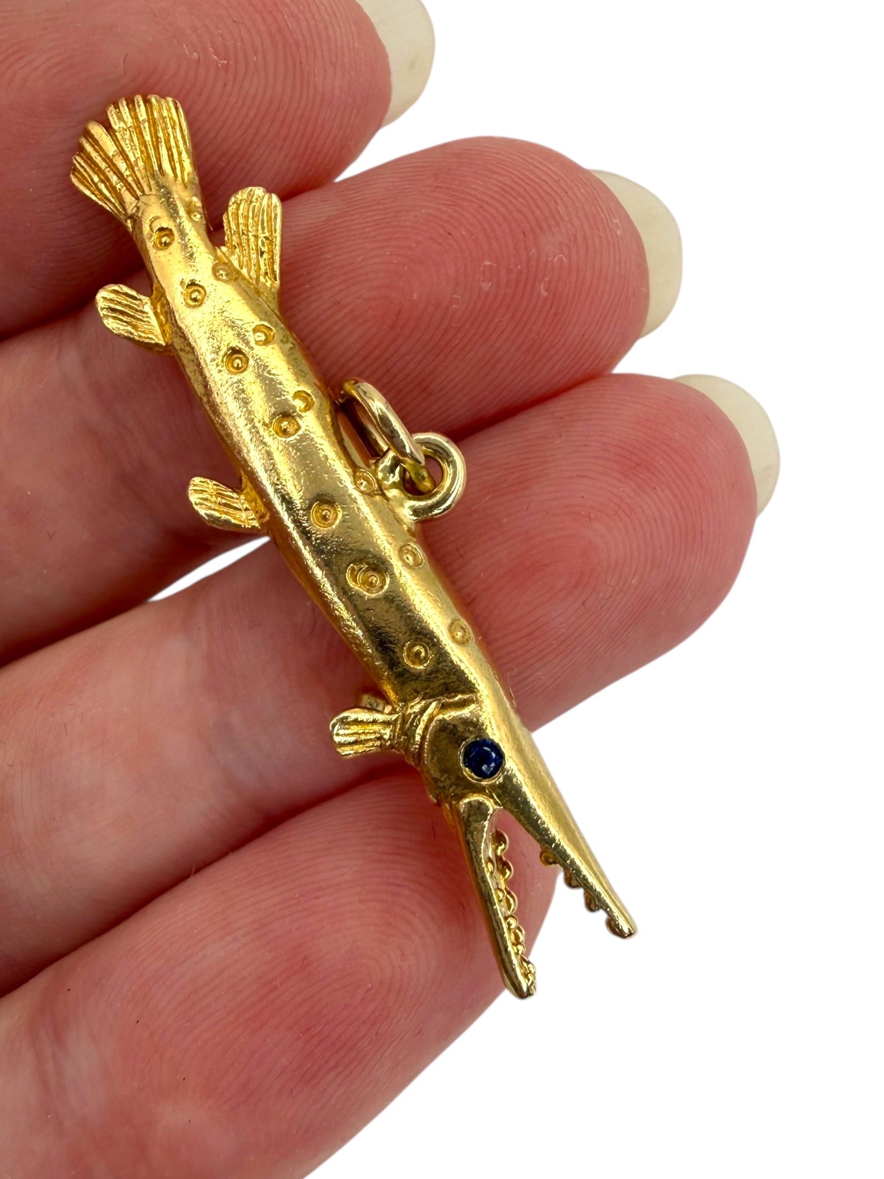 14k Gar Fish Pendant
