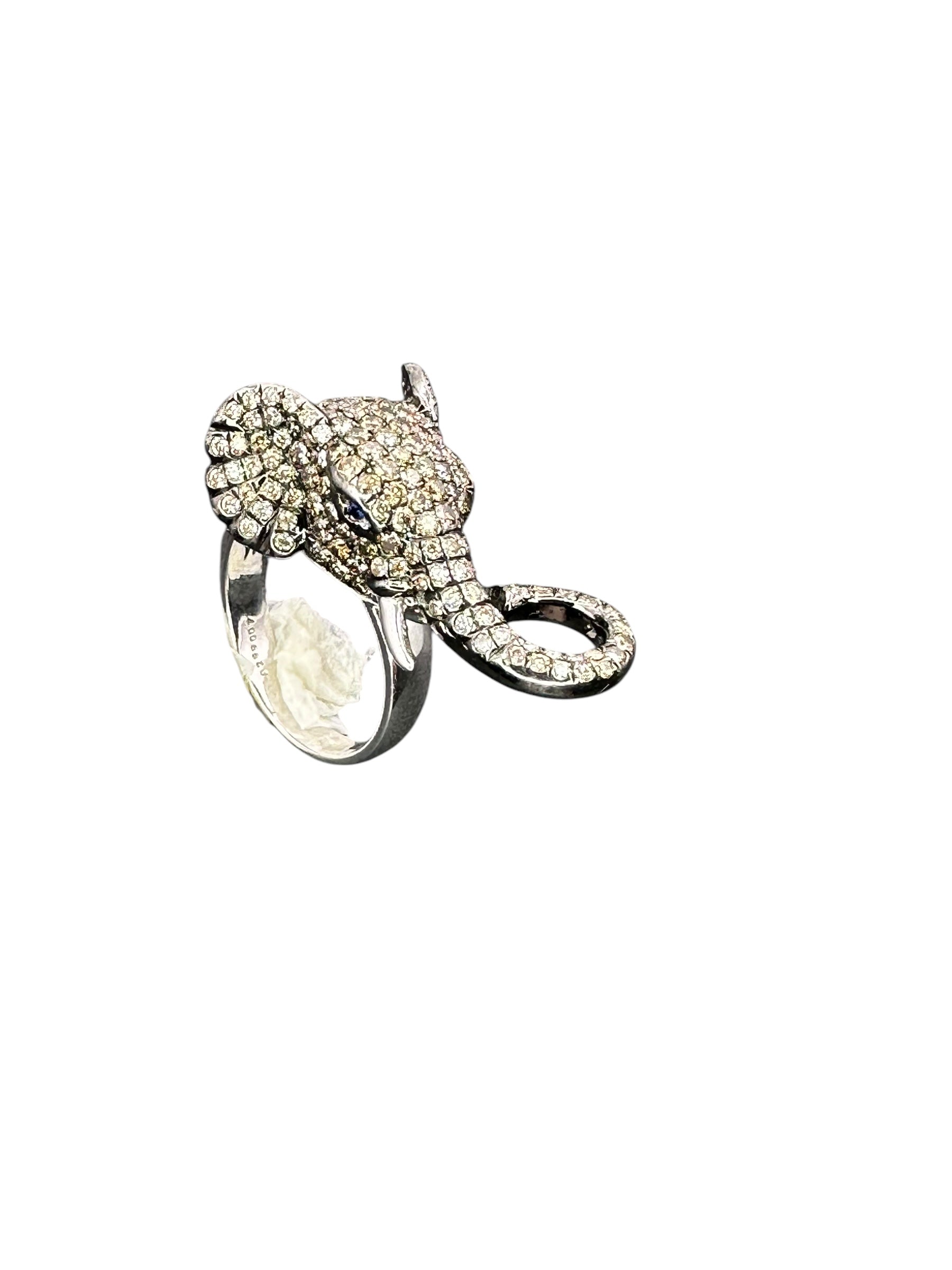 14k Diamond Elephant Ring