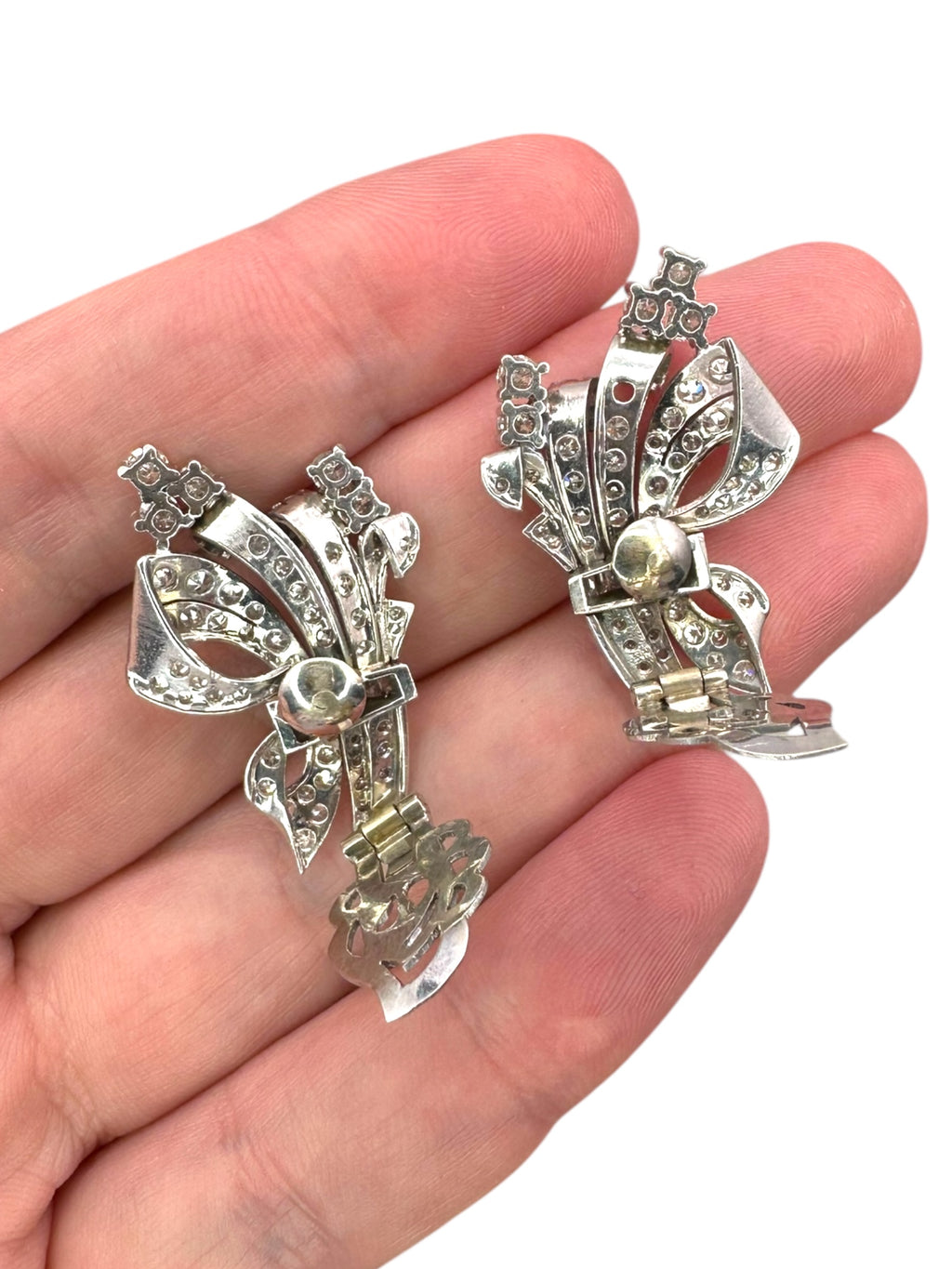 Platinum Diamond Clip On Earrings