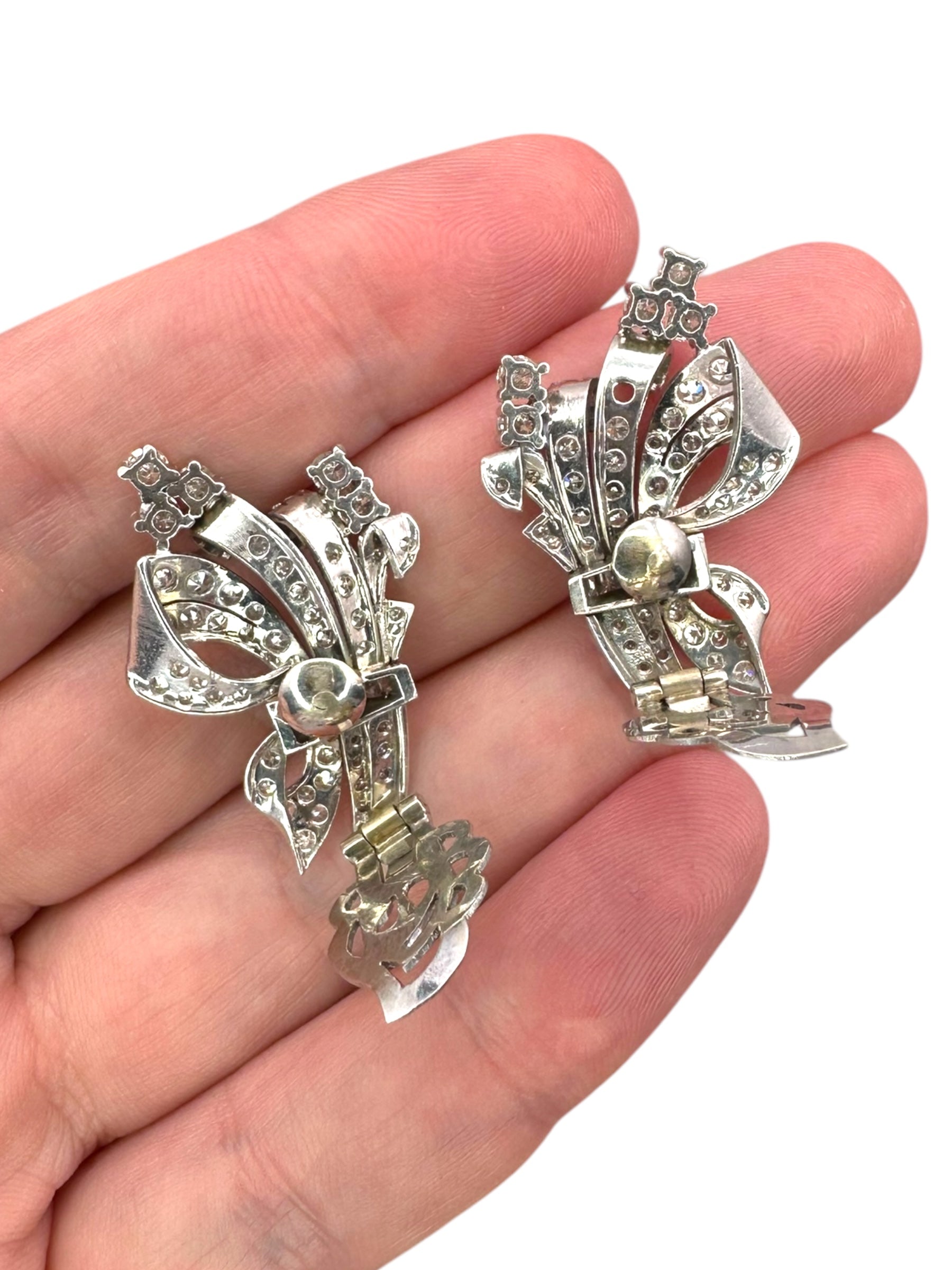 Platinum Diamond Clip On Earrings