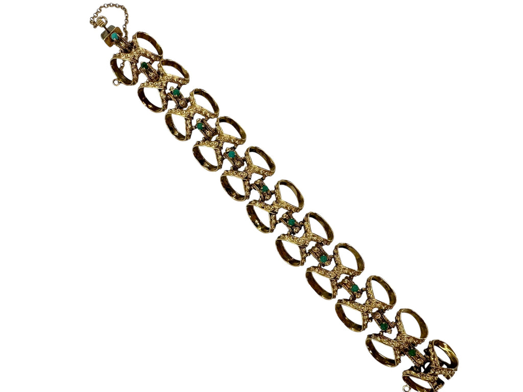 14k Turquoise Etruscan Revival Bracelet