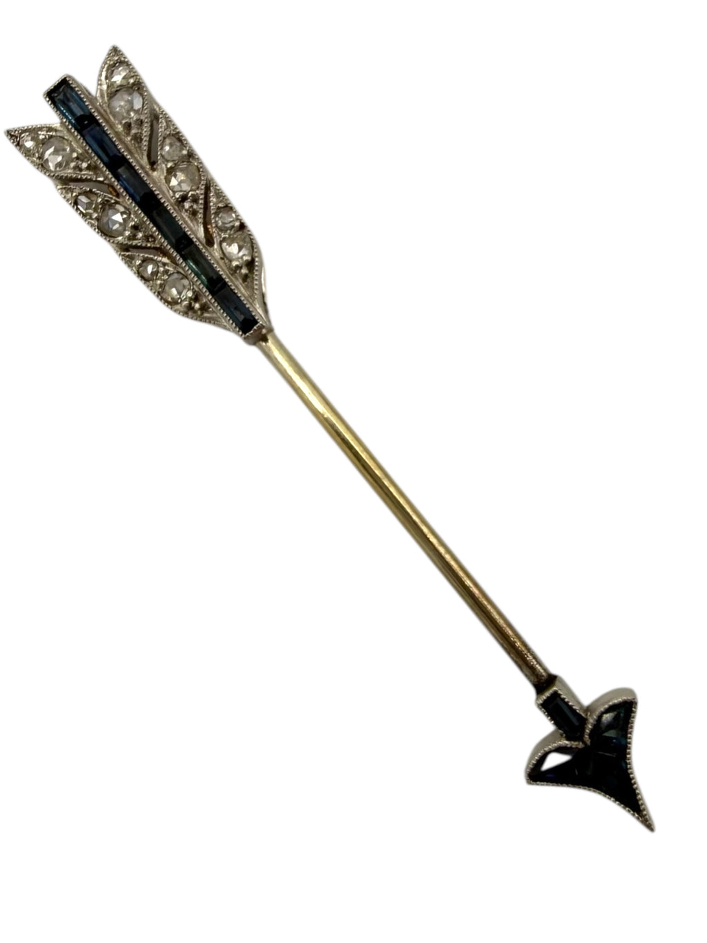 Platinum Diamond Sapphire Arrow Pin