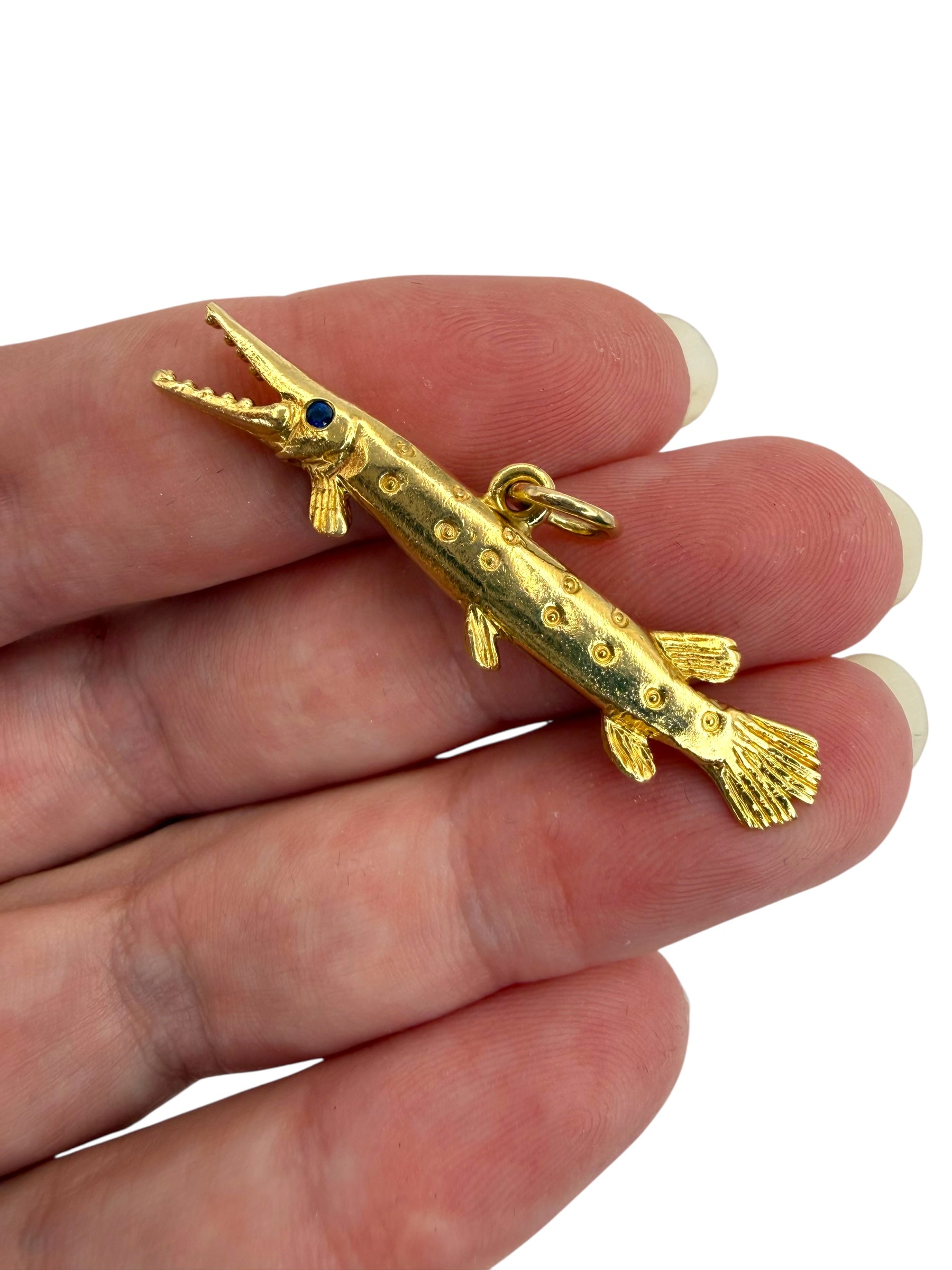 14k Gar Fish Pendant