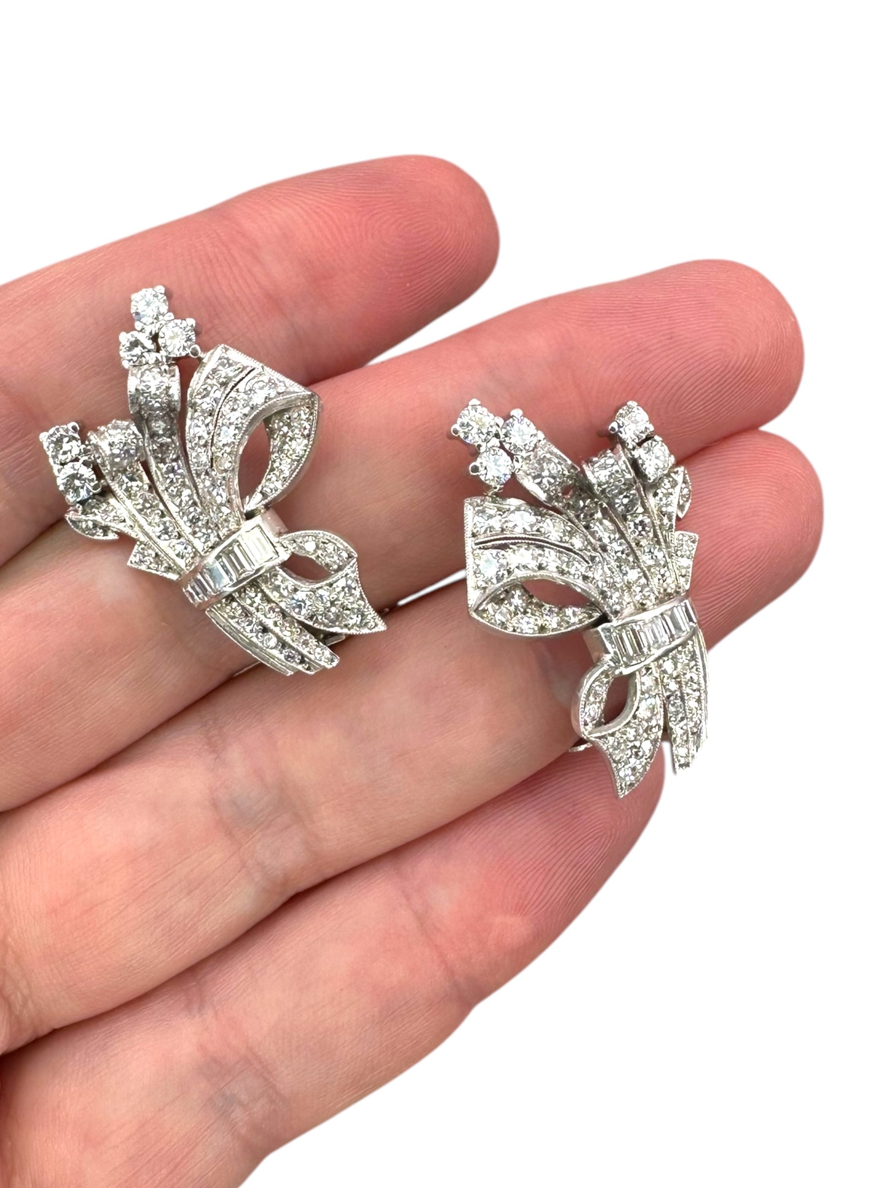 Platinum Diamond Clip On Earrings