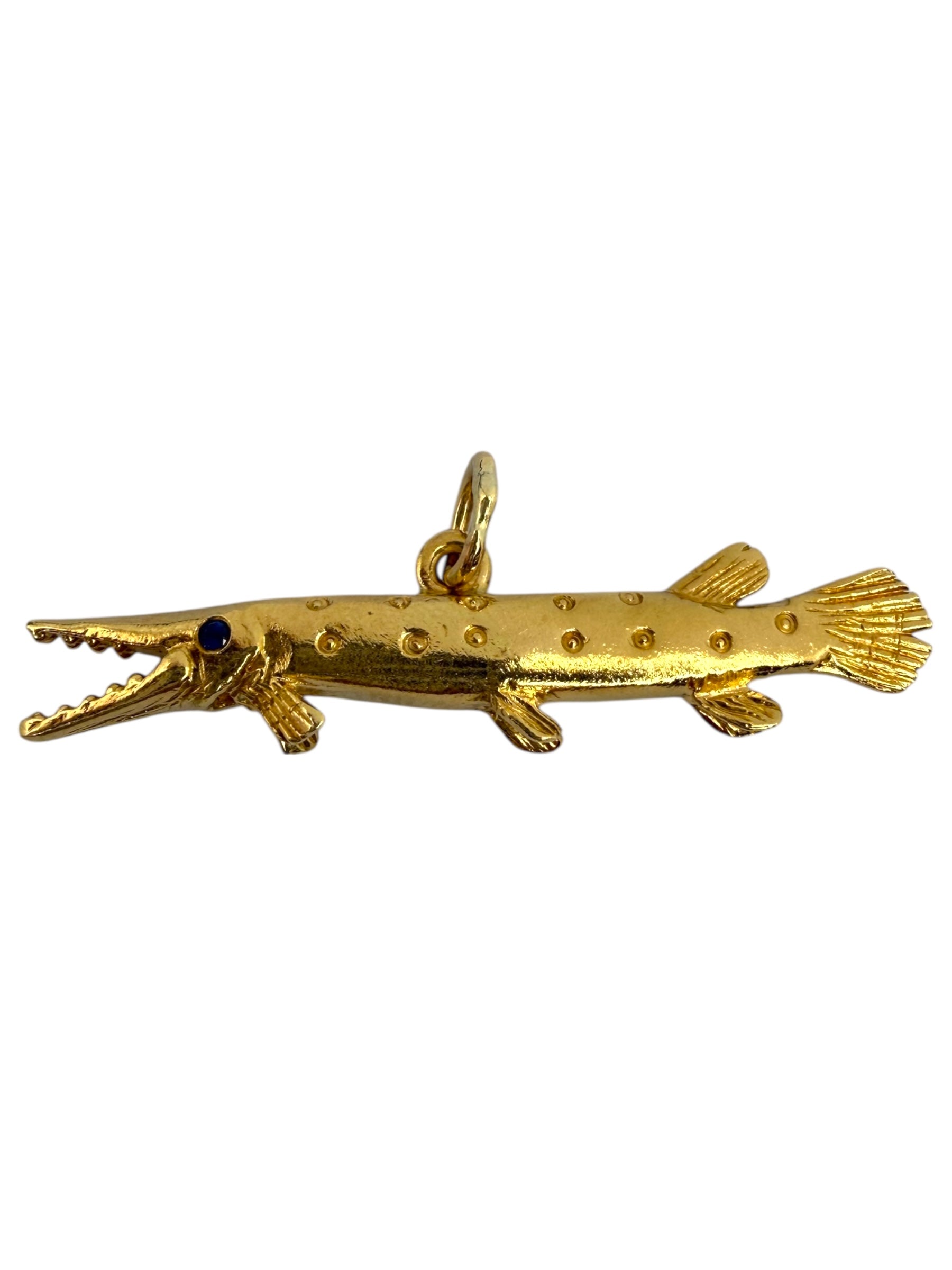 14k Gar Fish Pendant