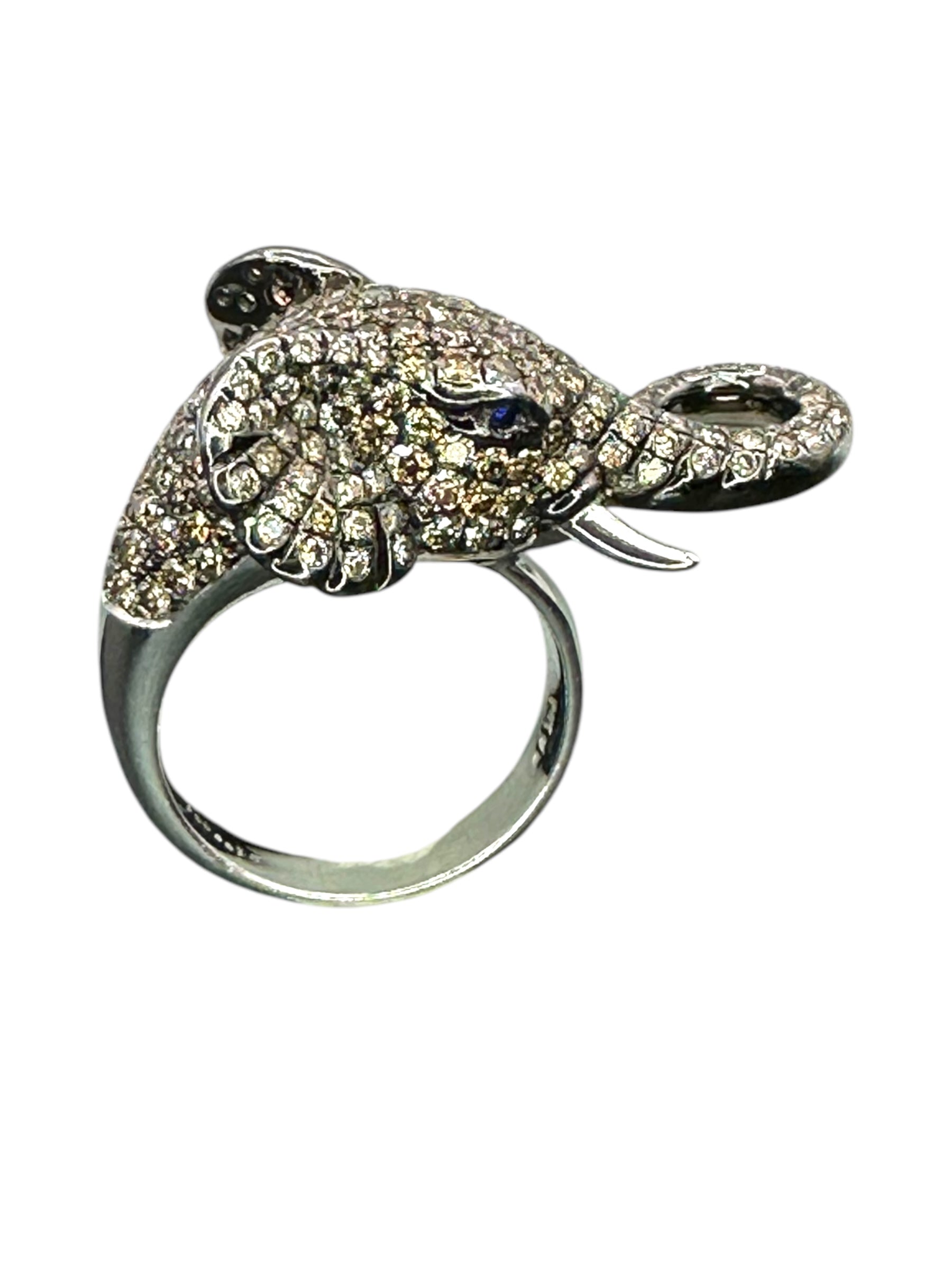 14k Diamond Elephant Ring