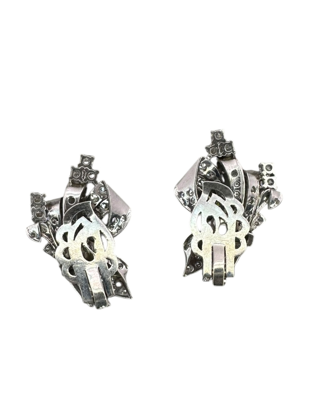 Platinum Diamond Clip On Earrings