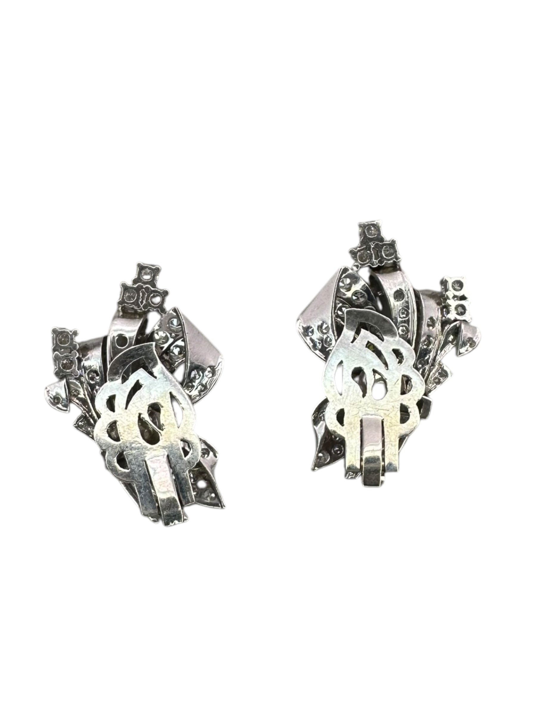Platinum Diamond Clip On Earrings
