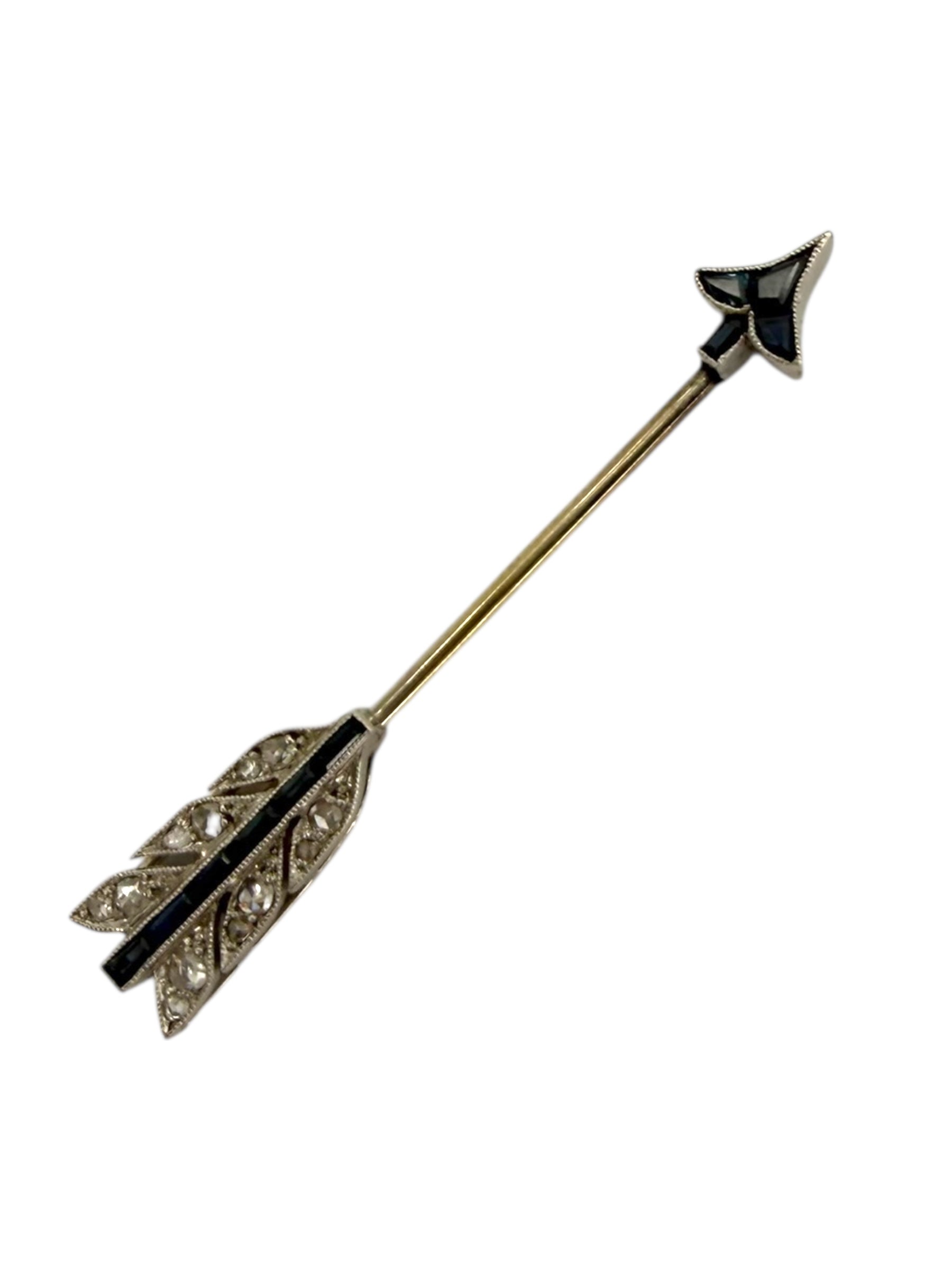 Platinum Diamond Sapphire Arrow Pin
