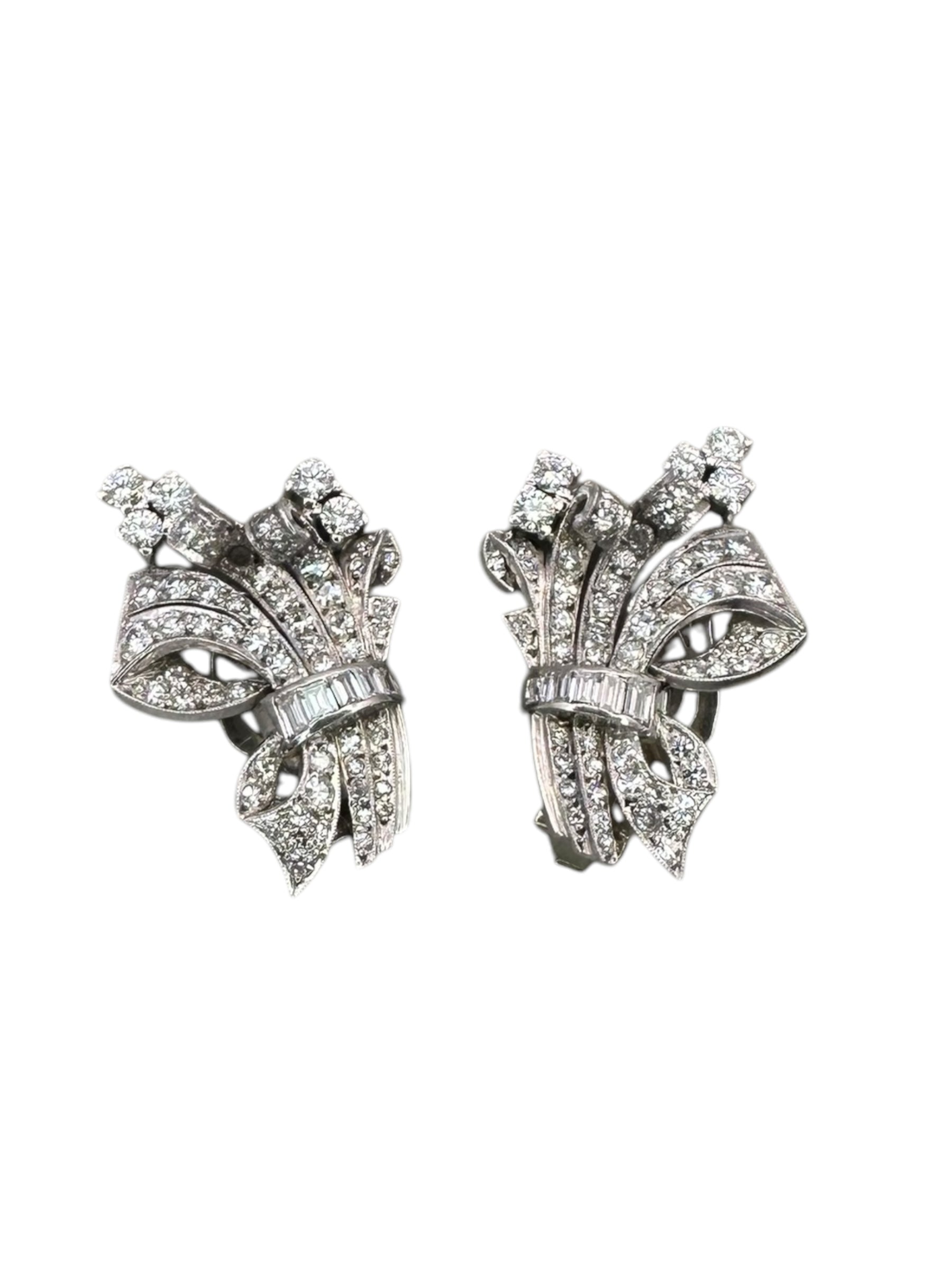 Platinum Diamond Clip On Earrings