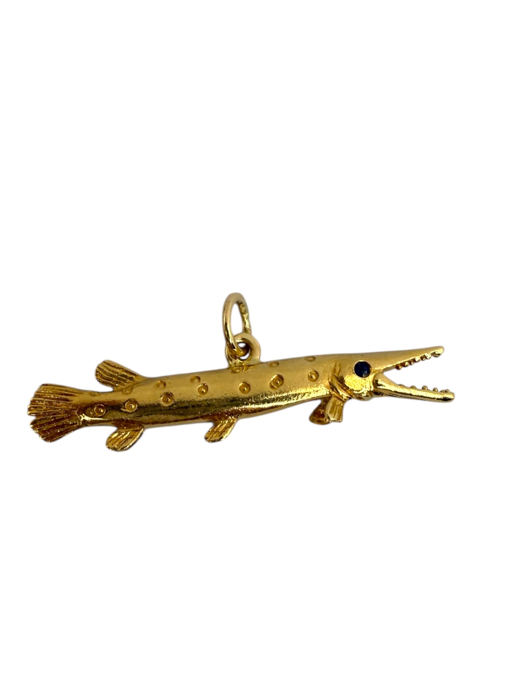 14k Gar Fish Pendant