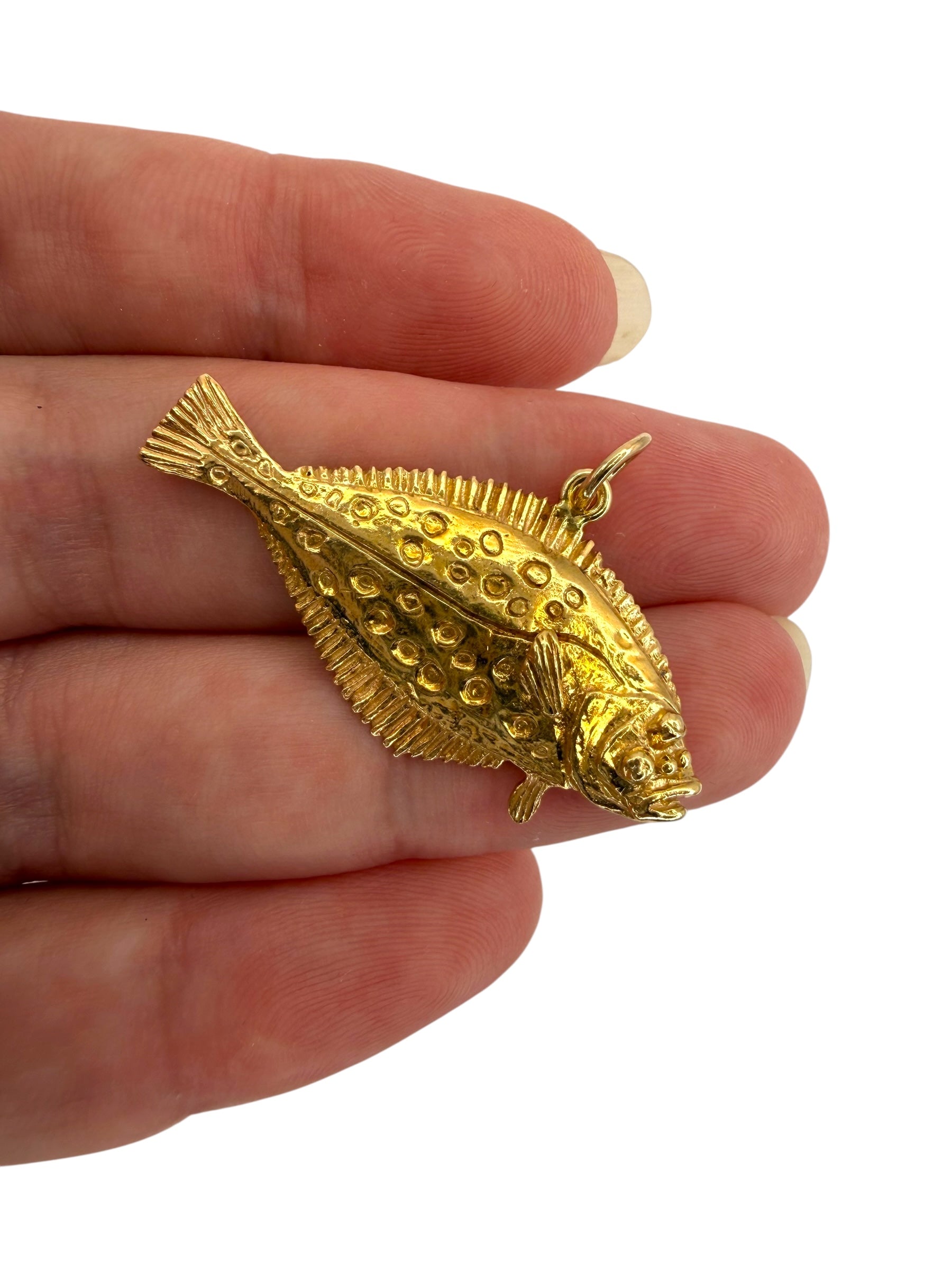 14k Flounder Fish Pendant