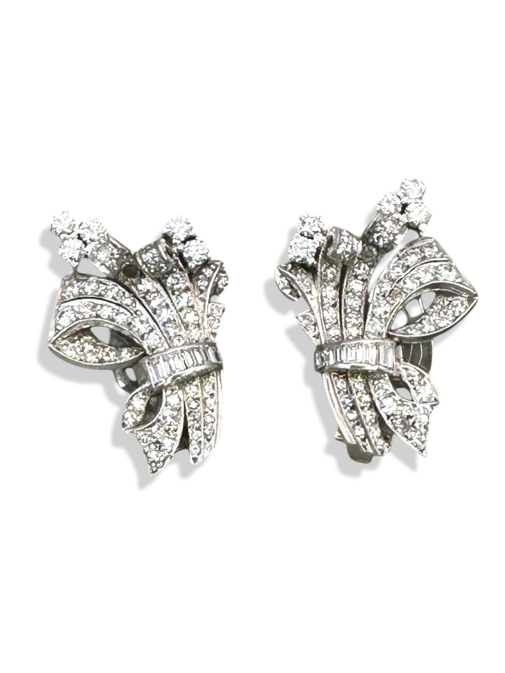 Platinum Diamond Clip On Earrings