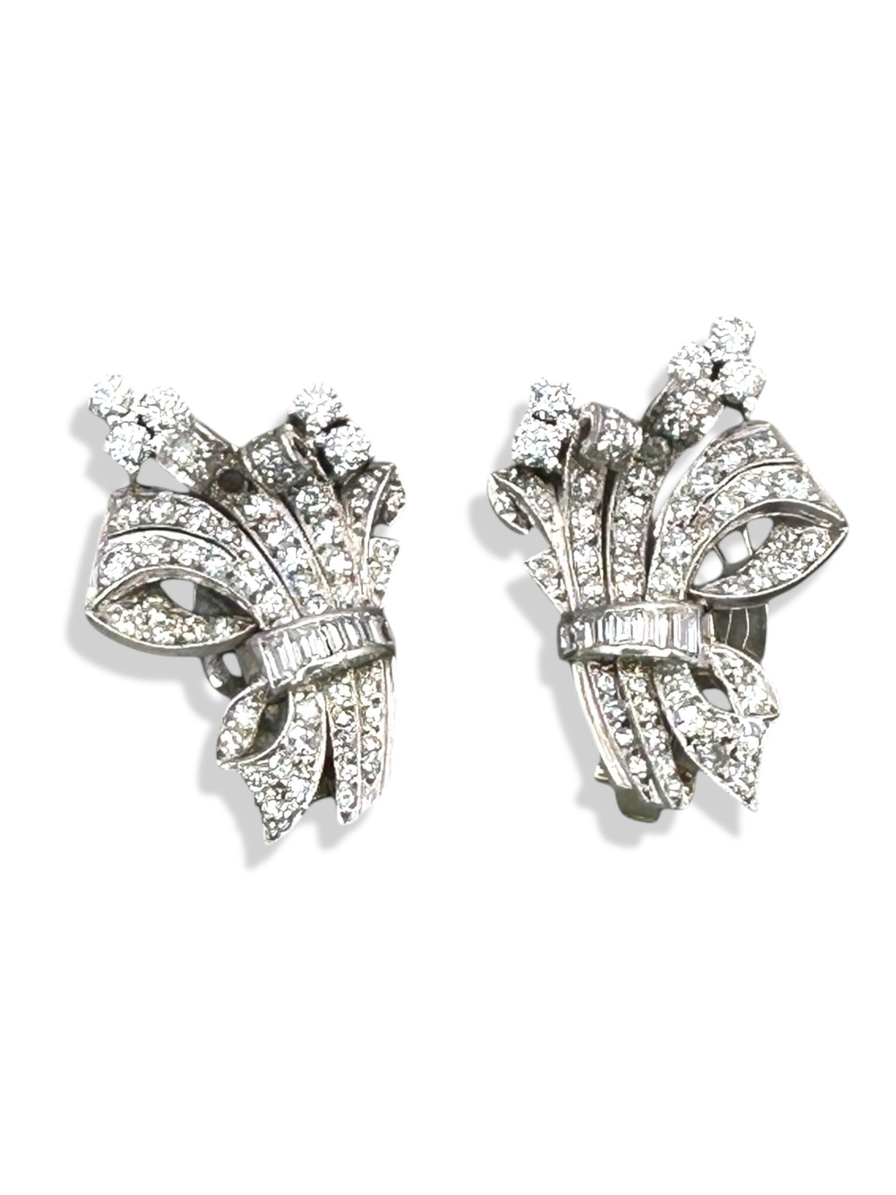 Platinum Diamond Clip On Earrings