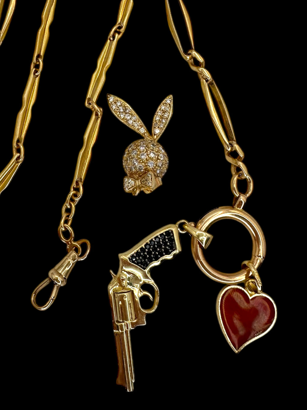 14k Black Diamond Revolver Pendant