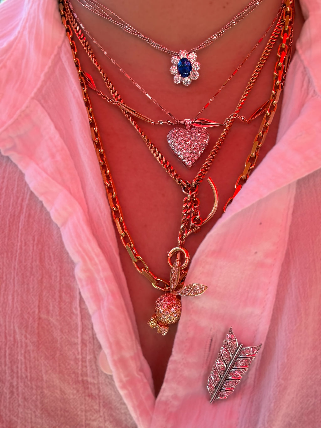 Platinum Diamond Heart Pendant and Chain