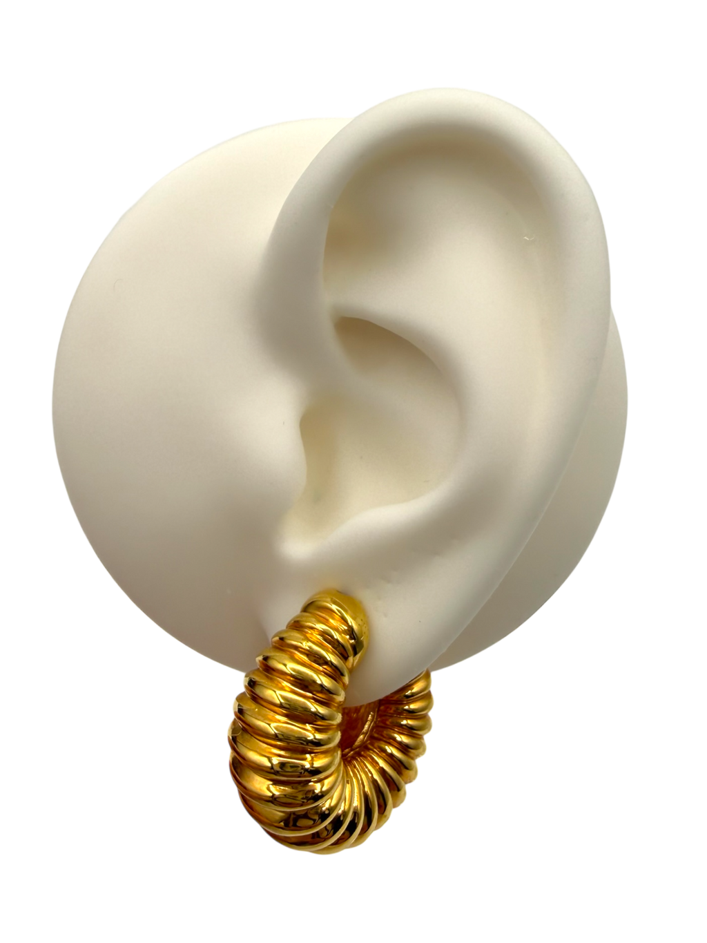 18k Chimento Ribbed Hoop Earrings